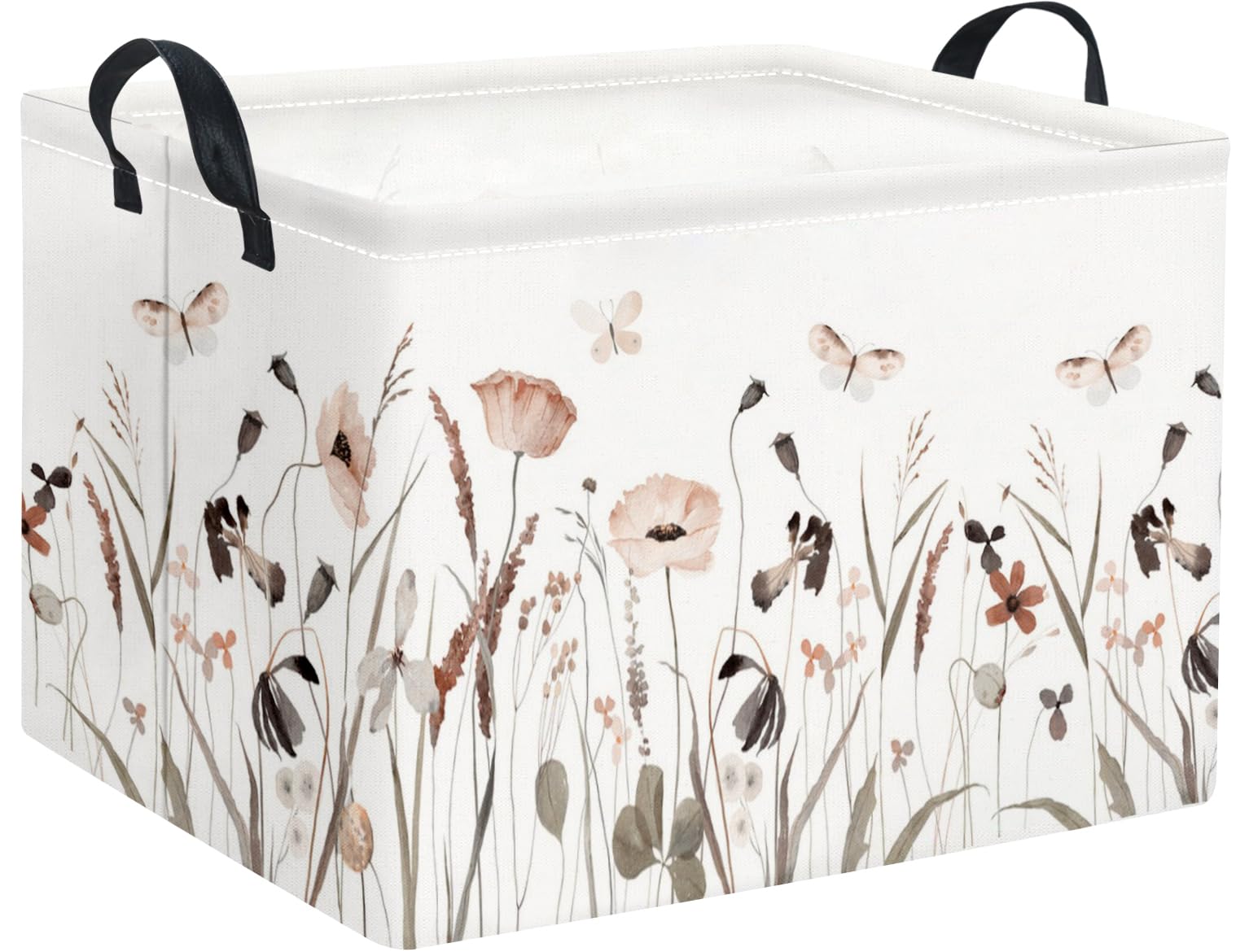 TIBAOLOVER Rectangular Kids Storage Bin Gift Basket Baby Organizer Shelf Book Basket Room Decor(Flower Butterfly)