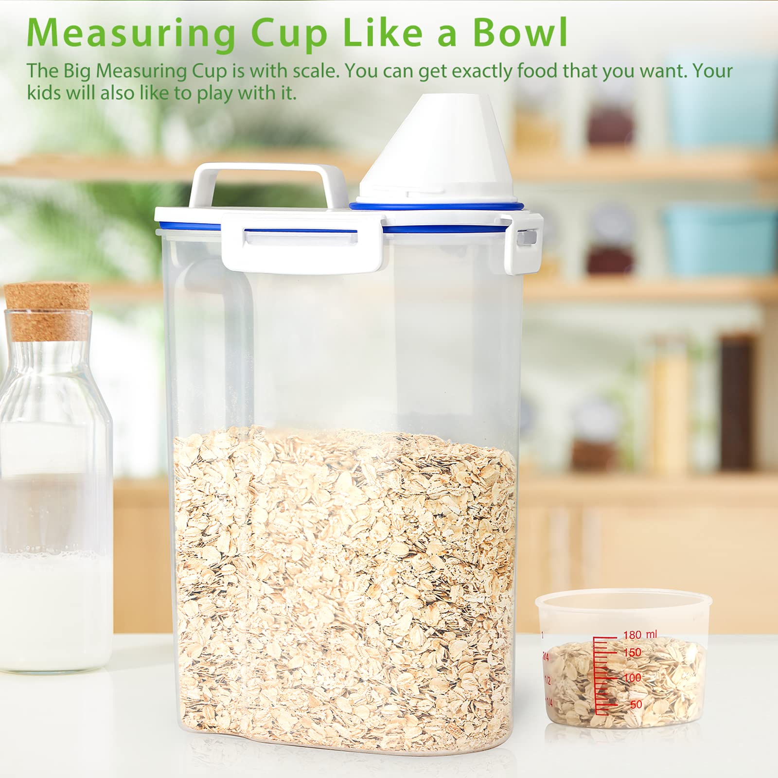 Viretec Rice Storage Container, 3 To 5Lbs Dry Food Airtight Container, Pet Dog Cat Food Canister, Bpa Free Clear Plastic Kitchen