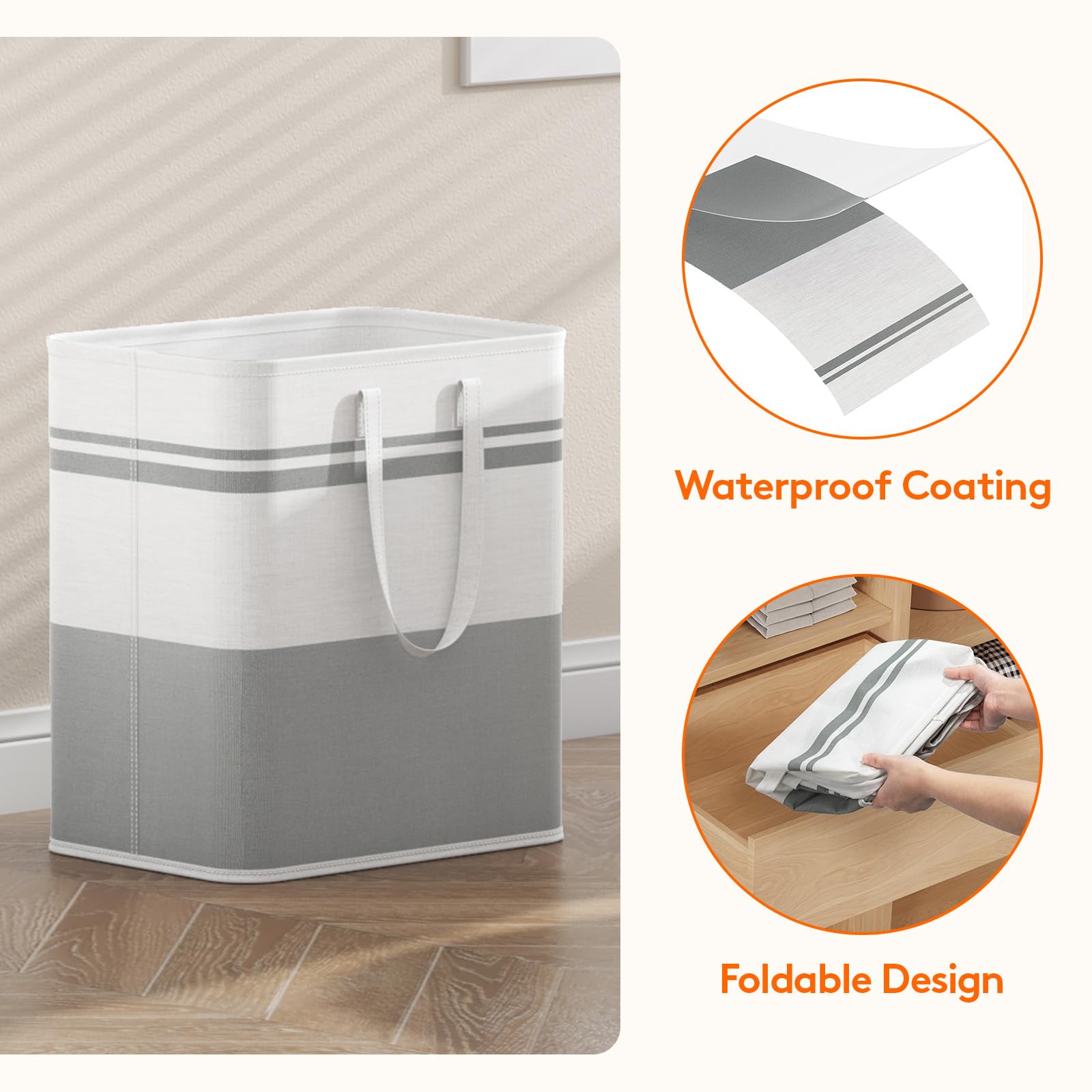 Lifewit 2 Pack 60L Large Freestanding Laundry Hamper, Collapsible Laundry Basket With Easy Carry Handles, Waterproof Tall Clothe