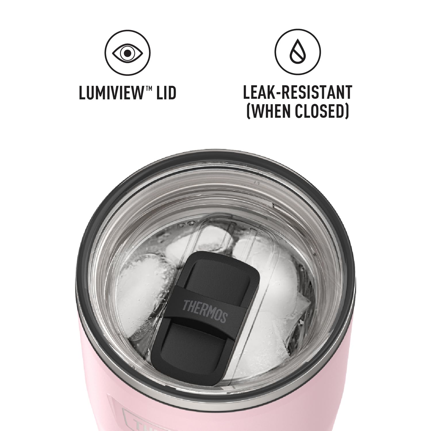 Thermos Icon Series Stainless Steel Cold Tumbler With Slide Lock, 24 Ounce, Sunset Pink