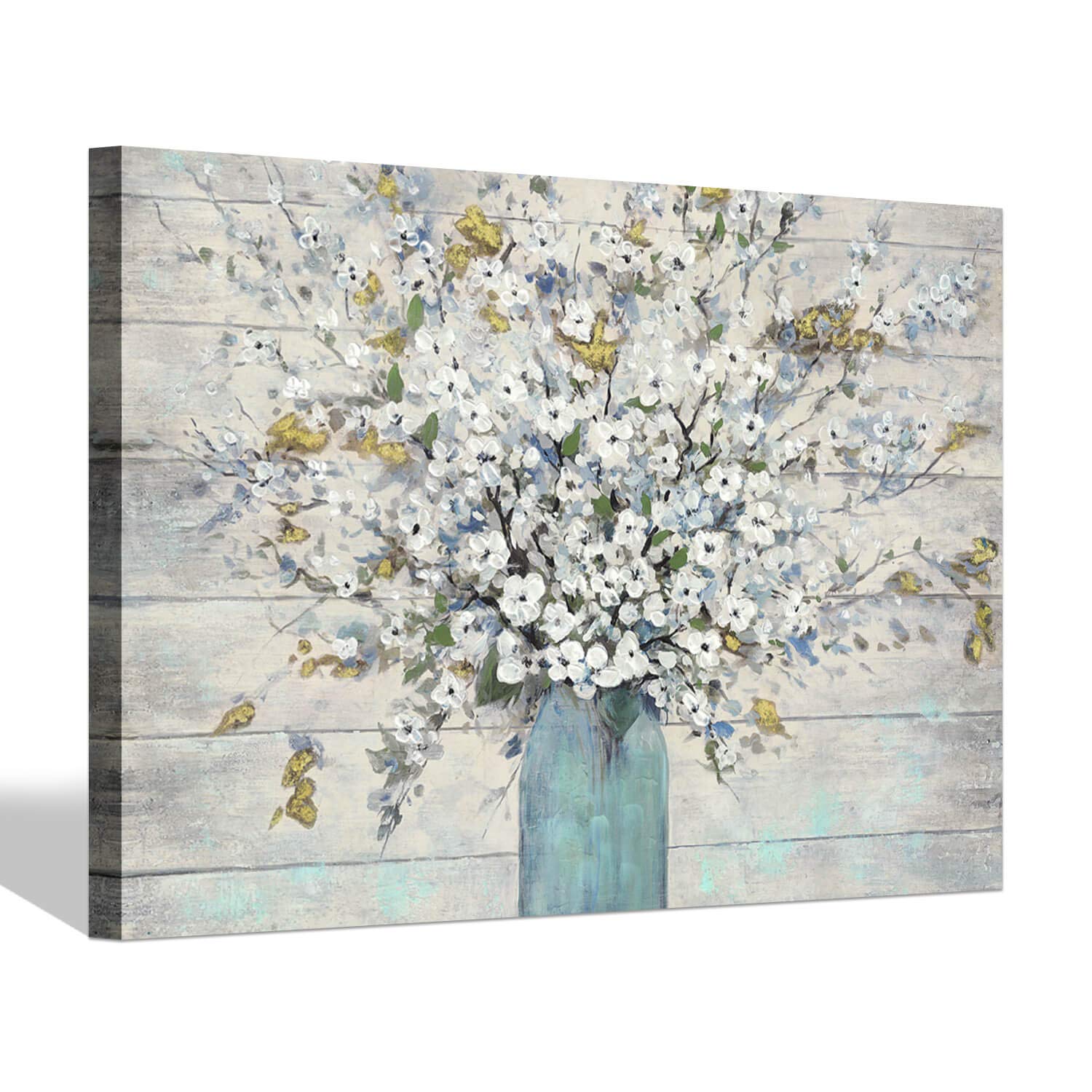 Sd Soft Dance Abstract Flower Canvas Wall Art - Floral Bouquet In Vase Painting Hand Painted Artwork For Living Room (36'' X 24'