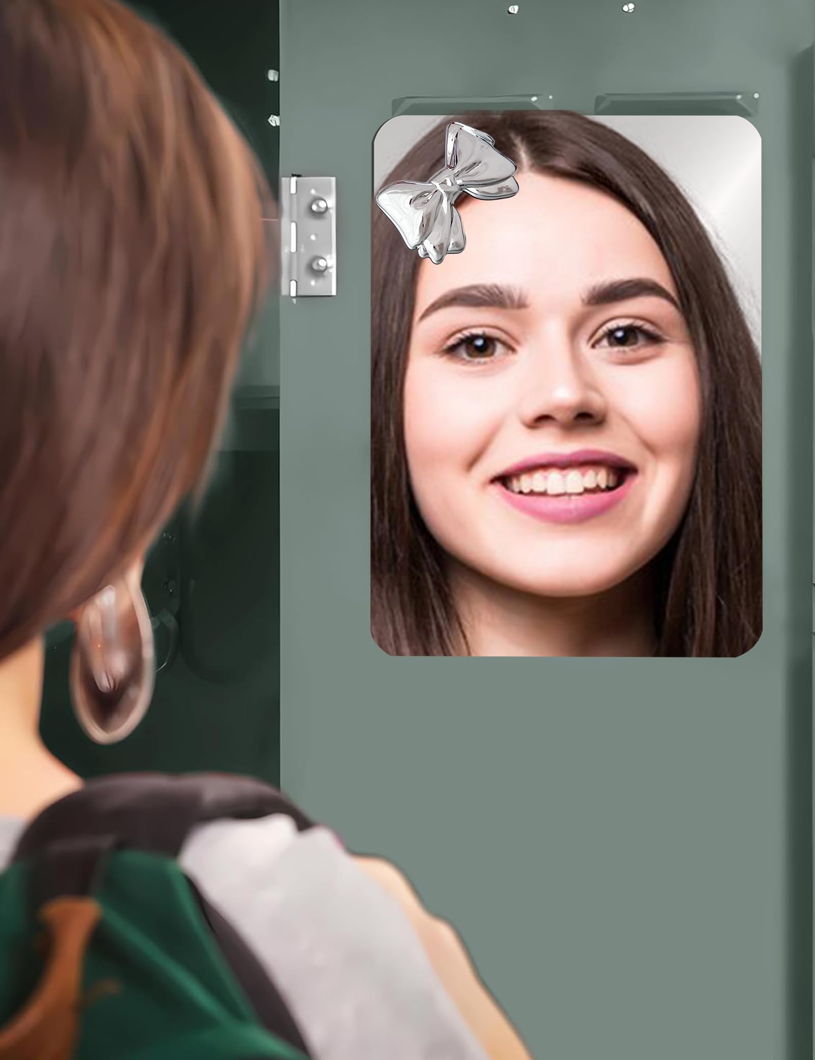 Dbfdpsey 2 Pcs Magnetic Locker Mirror 6X7 Glass Frameless Mirror With Magnetic Backing For School Locker, Bow Makeup Mirrors For