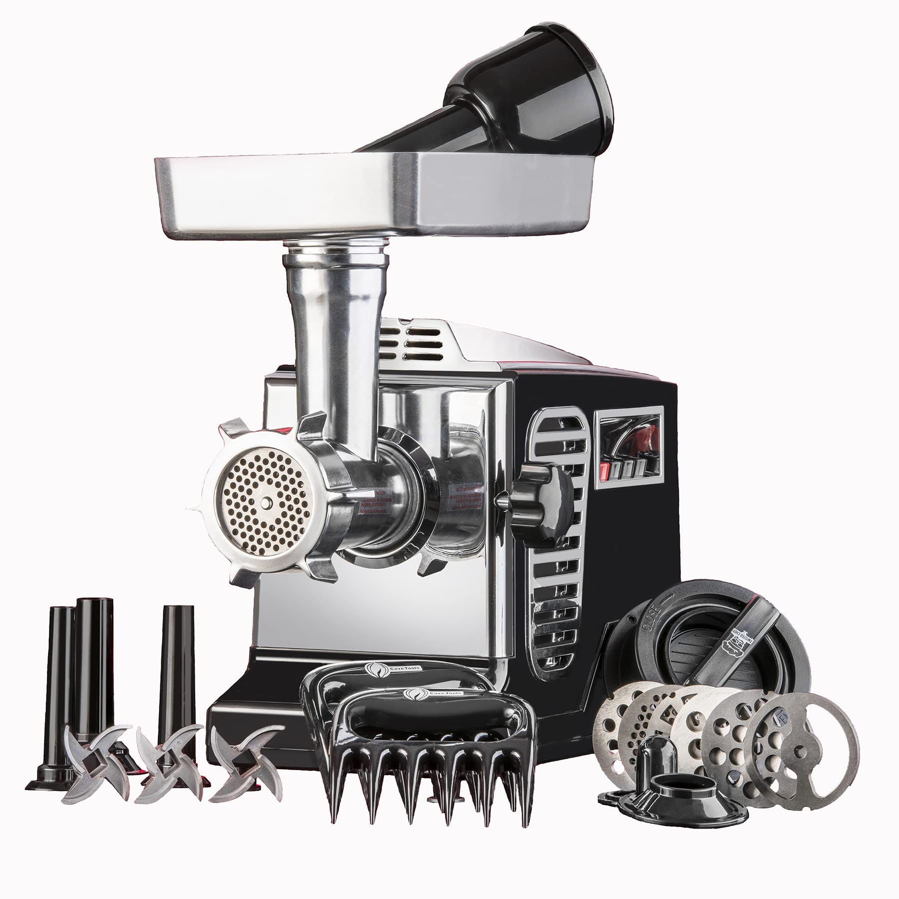 STX Turboforce II Platinum Heavy Duty Electric Meat Grinder & Sausage Stuffer: 6 Grinding Plates, 3 S/S Blades, 3 Sausage Tubes,