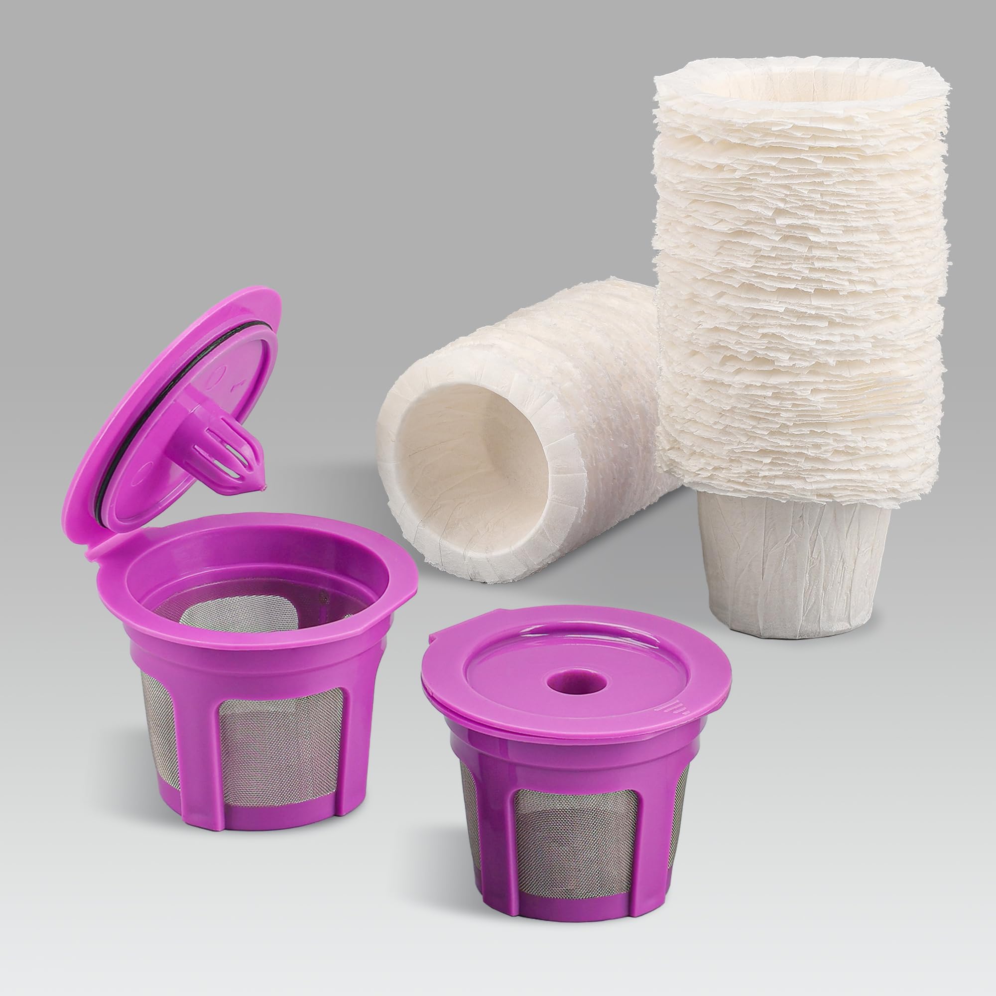 2 Pack Reusable K Cups With 200 Count Disposable Coffee Coffee Paper Filter Compatible With Keurig Single Serve 1.0 And 2.0, Fit