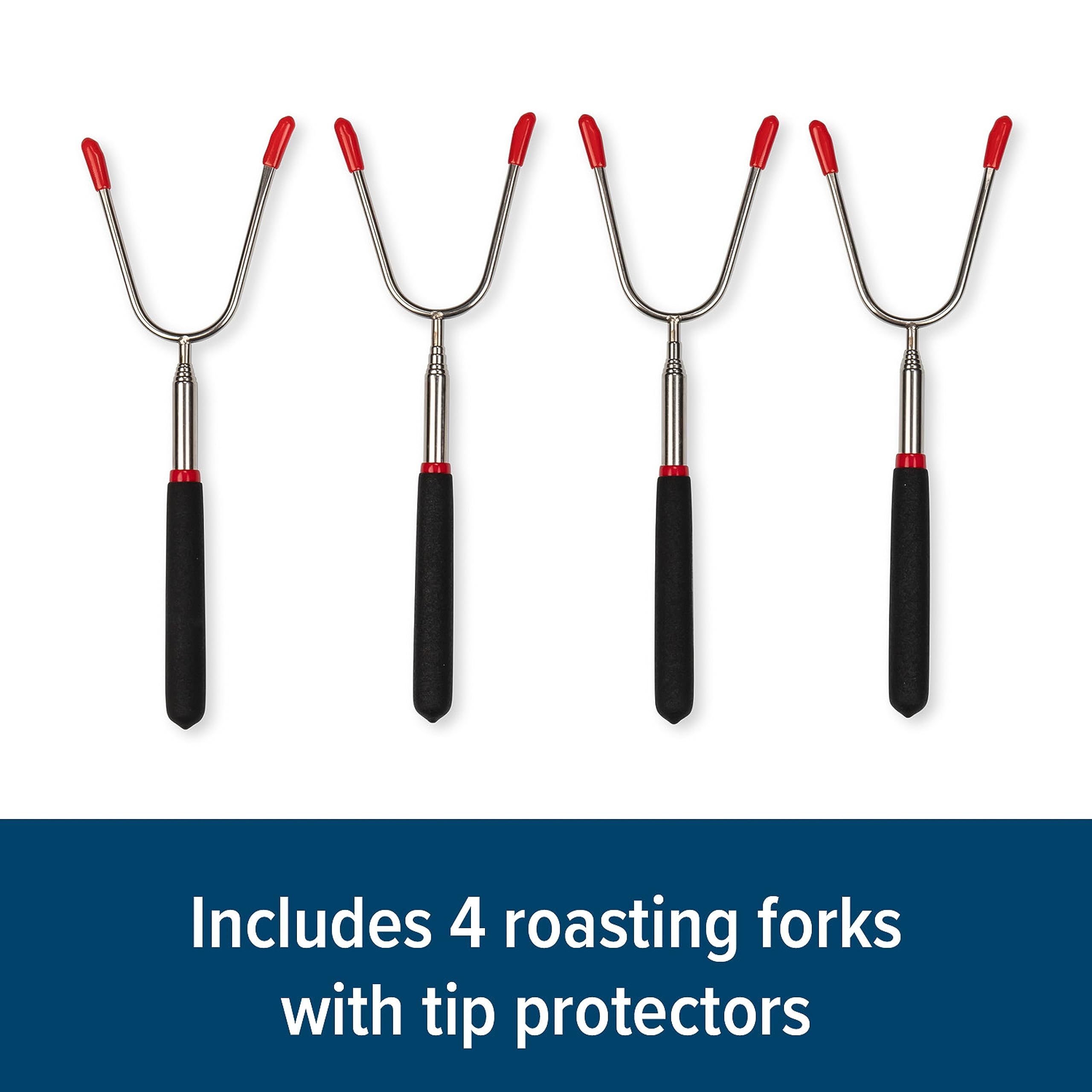 Camco Telescoping Roasting Forks | Allows For Roasting Of Food Over An Open Fire | Features A Two-Prong Design | 4-Pack With Sto