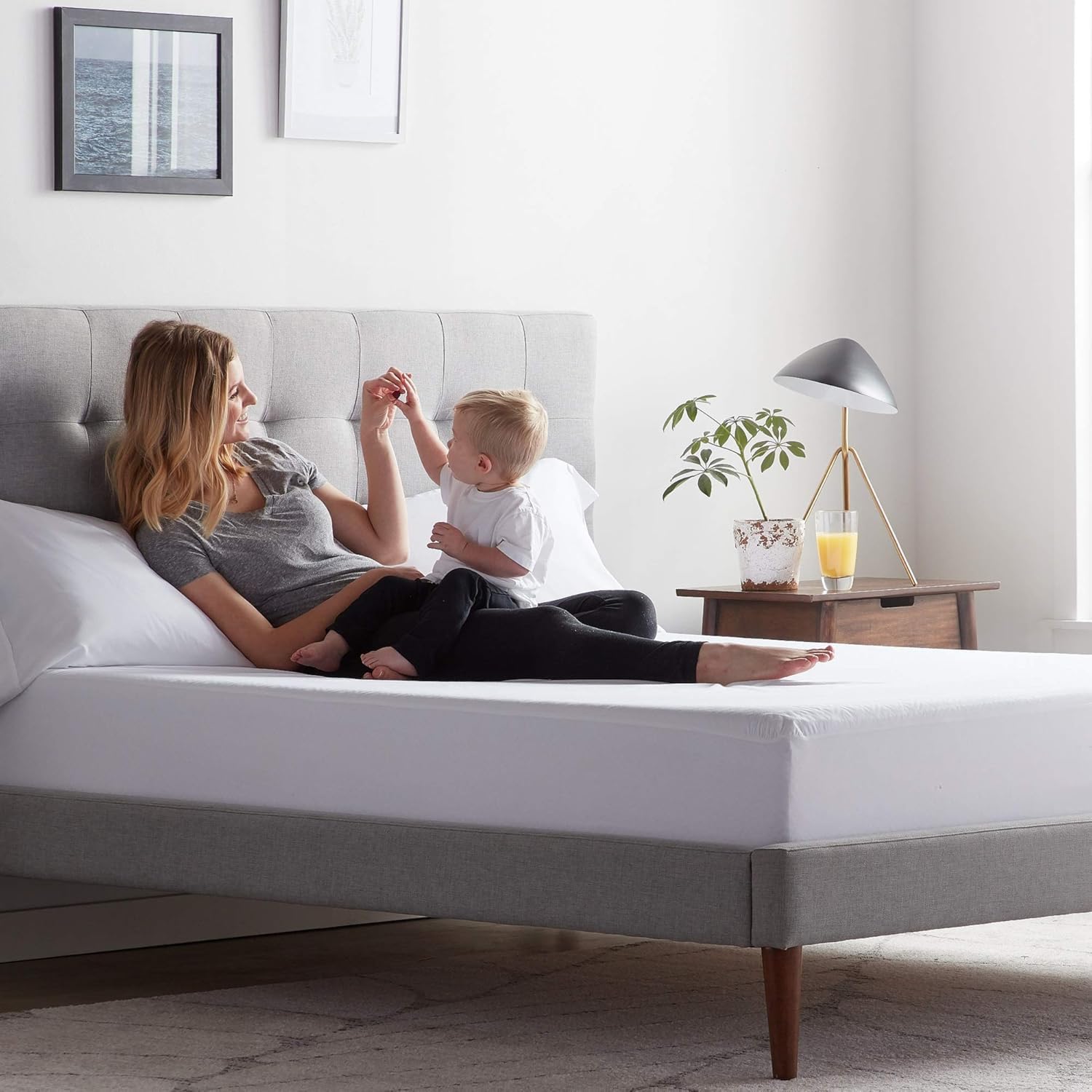 Trance Home Linen Silky Bamboo Terry Waterproof Mattress Protector | Antibacterial Hypoallergenic Breathable Elastic Fitted Matt