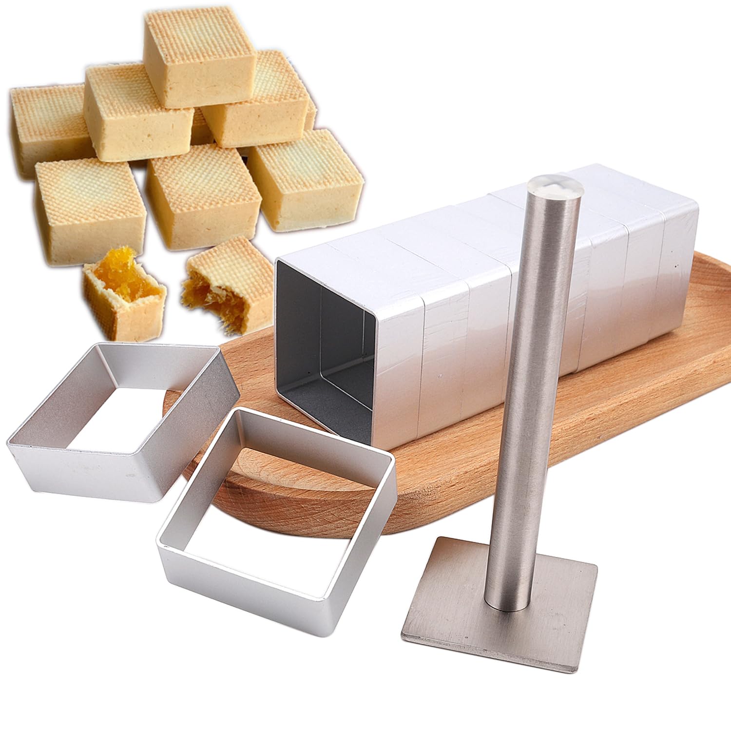 10Pcs Square Shape Small Aluminium Pineapple Cookie Biscuit Cake Molds With Stainless Steel Press Stamp Diy Bakery Tools