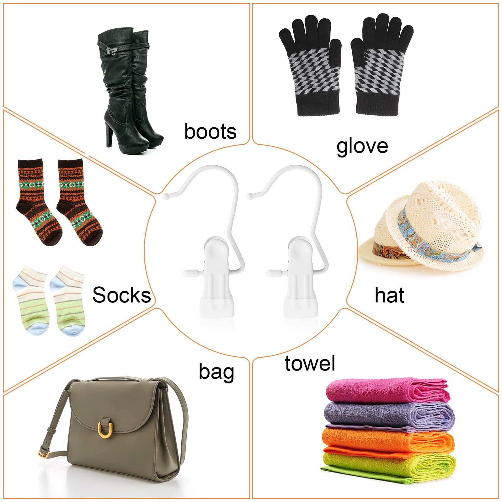 Boot Hanger For Closet, Laundry Hooks With Clips, Boot Holder, Hanging Clips, Portable Multifunctional Hangers Single Clip Space