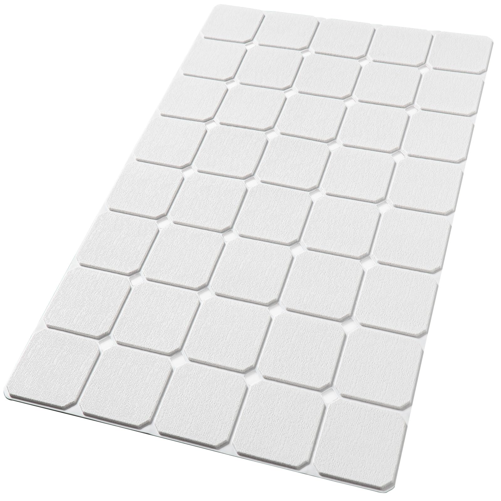 Kinbear Bath Mat For Textured Tub: Silicone Bathtub Mat Foldable Shower Mat Non Slip Tub Mat No Suction Cups 28 X 17.7Inch - Whi