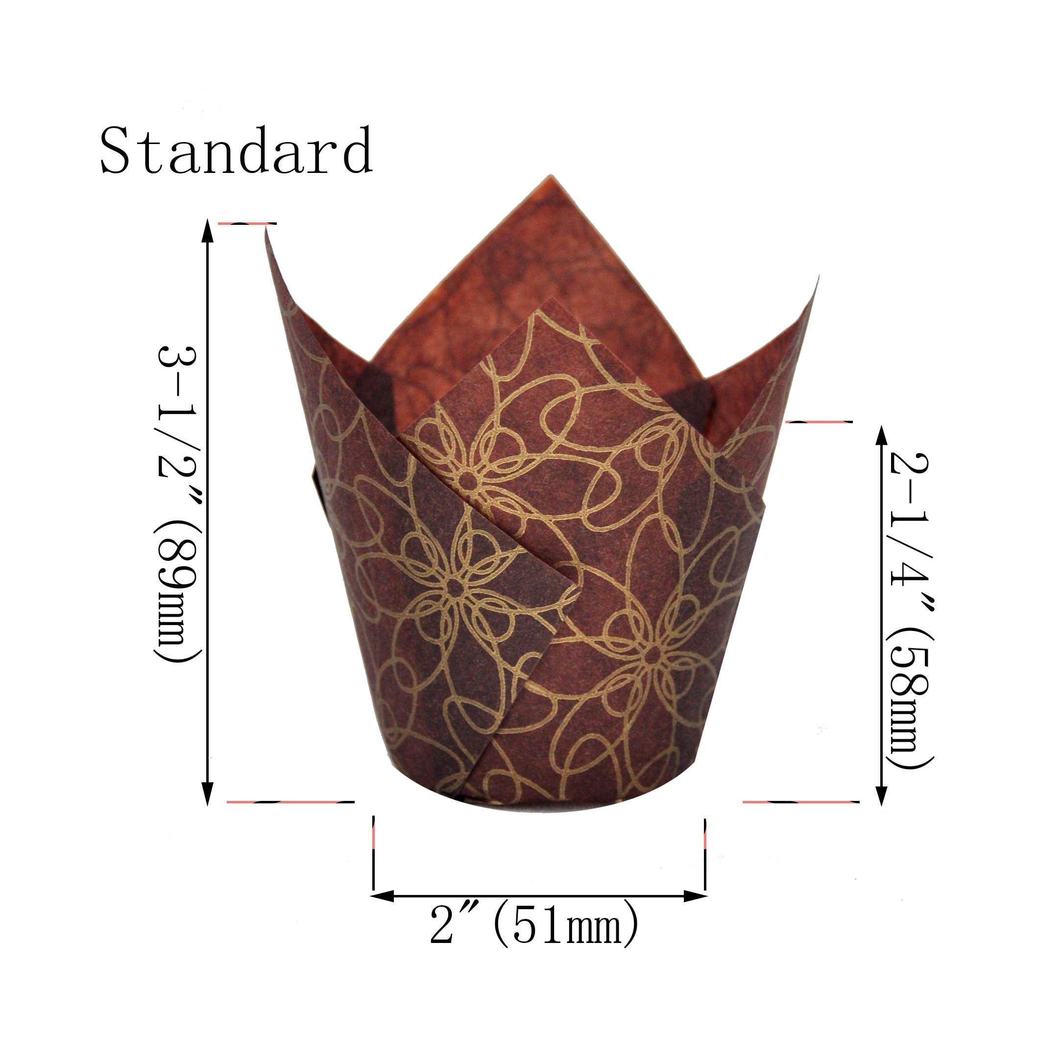 Qlsmypkg Muffin Greaseproof Paper Baking Cupcake Cups, 2''(Bottom Diameter) X 3-1/2''(Height) Fancy Floral Print Tulip Baking Cu
