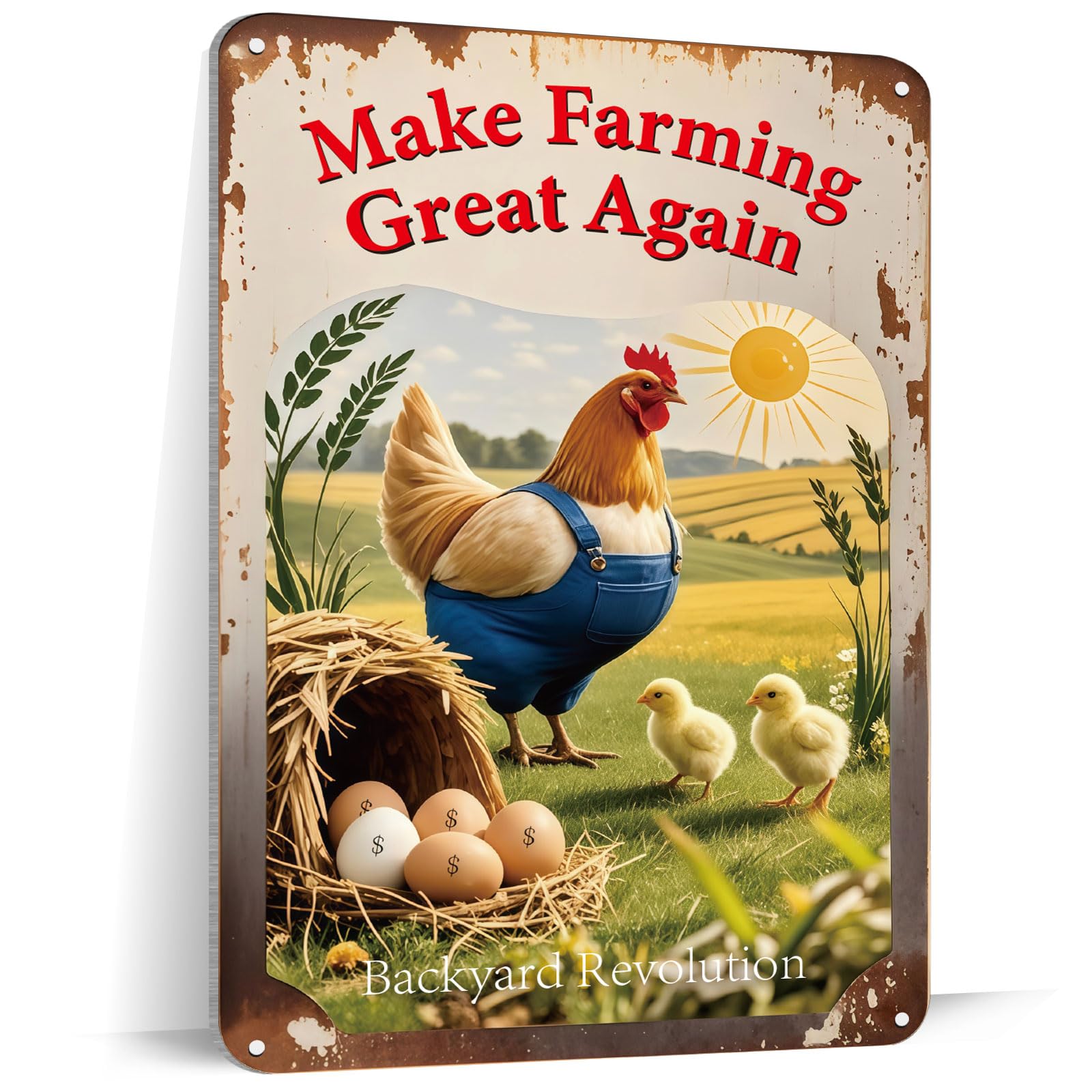 Make Farming Great Again Chicken Coop Signs - Rustic Farmhouse Chicken Coop Accessories, 8x12 Inch Metal Farm Decor, Farm Stand 