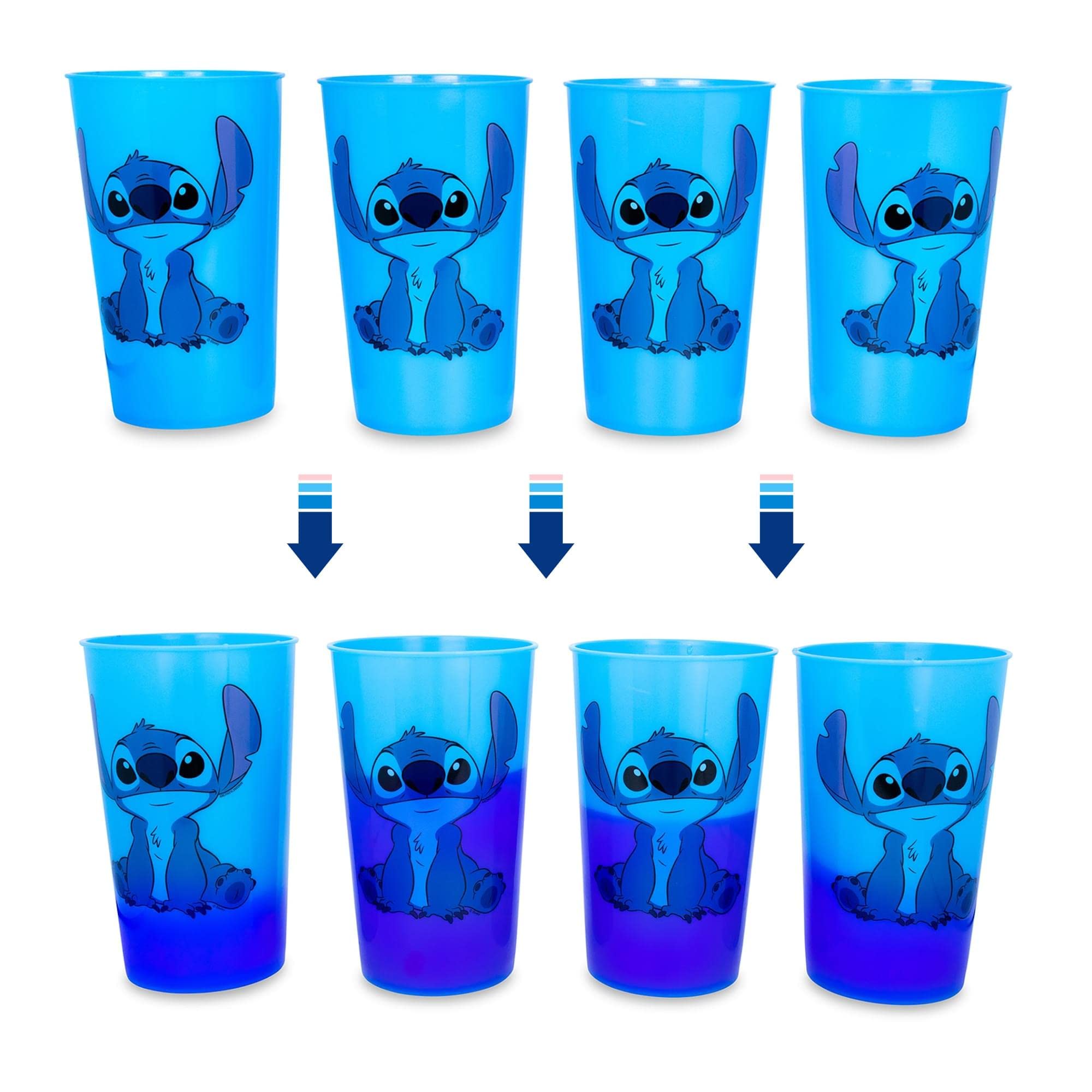 Silver Buffalo Plastic Disney Lilo and Stitch Blue Flowers 2-Pack Color Change Cup Set, 20-Ounces