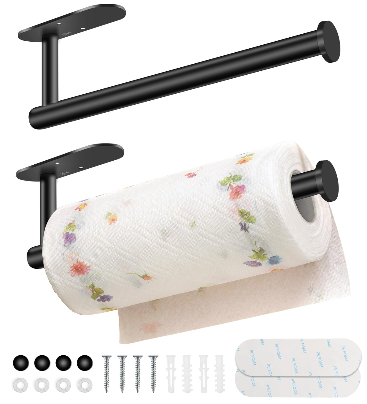 Paper Towel Holder Under Cabinet - Bjiotun Adhesive Paper Towel Holder Wall Mount, Stainless Steel 13.2 Inch Paper Towel Racks F