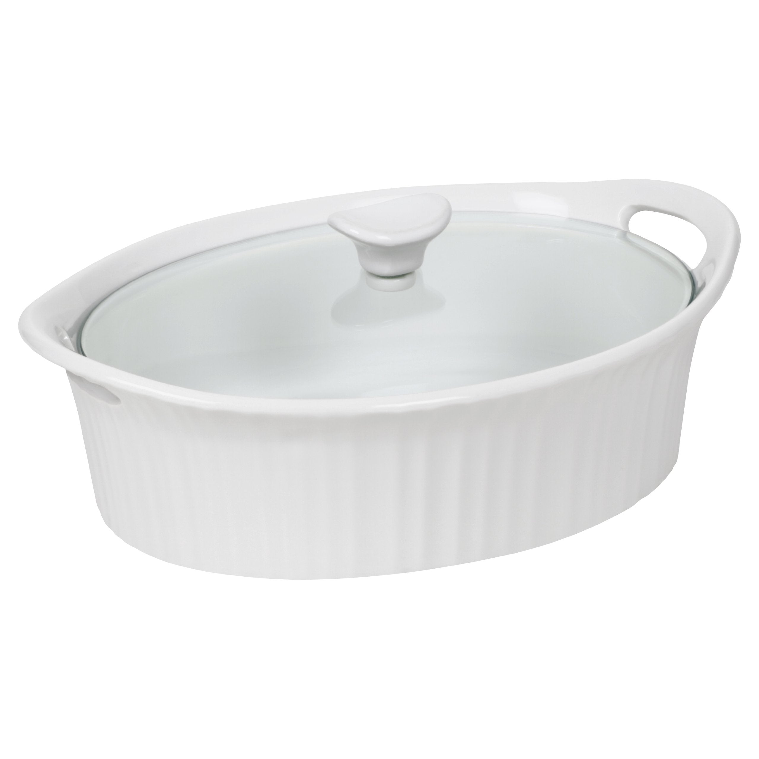 Corningware 1105935 French White III Oval Casserole with Glass Cover, 2.5Quart