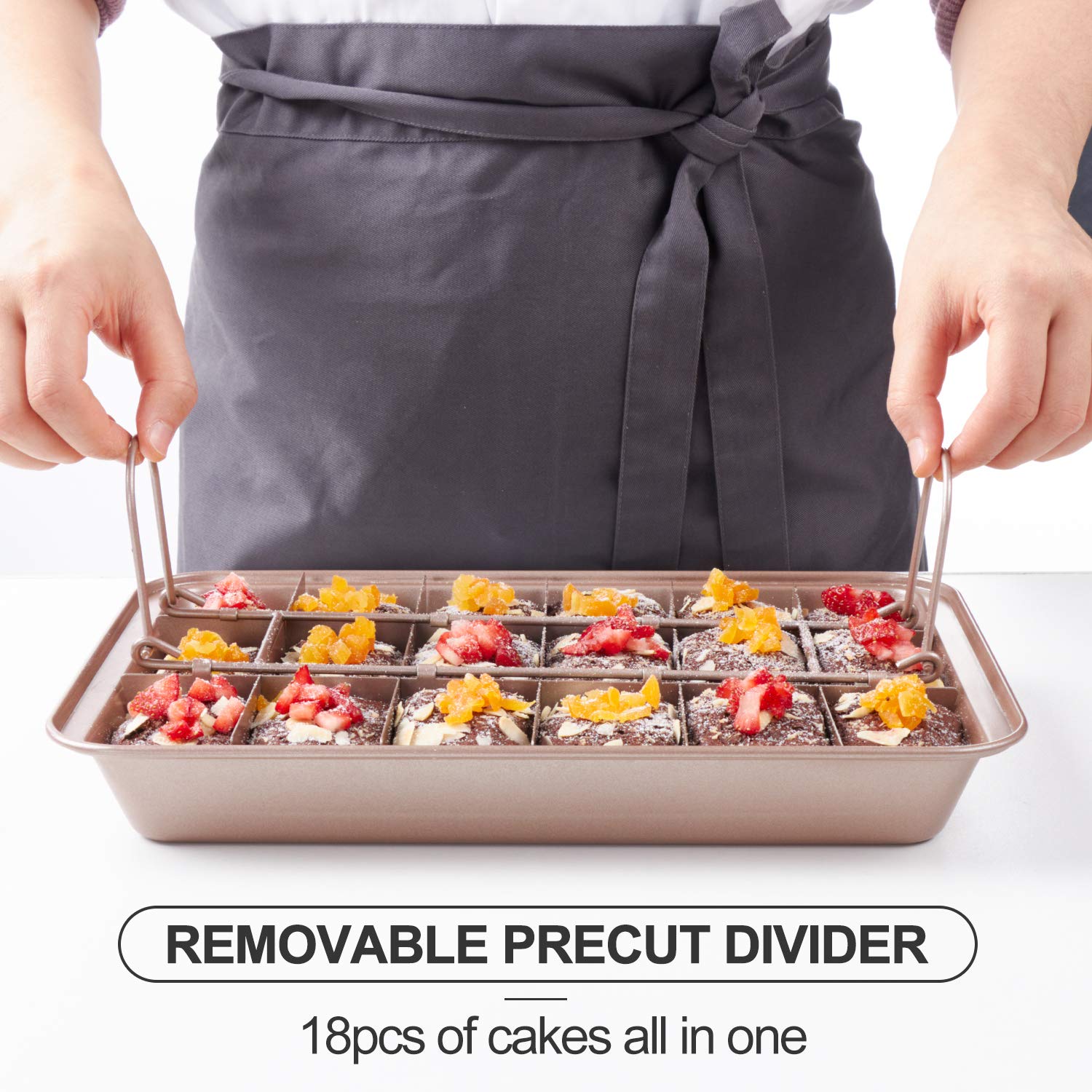 Sujude Brownie Pan With Dividers Nonstick Brownie Pans And Cutters, Make 18 Pre-Cut Brownies At Once Perfect Individual Brownie