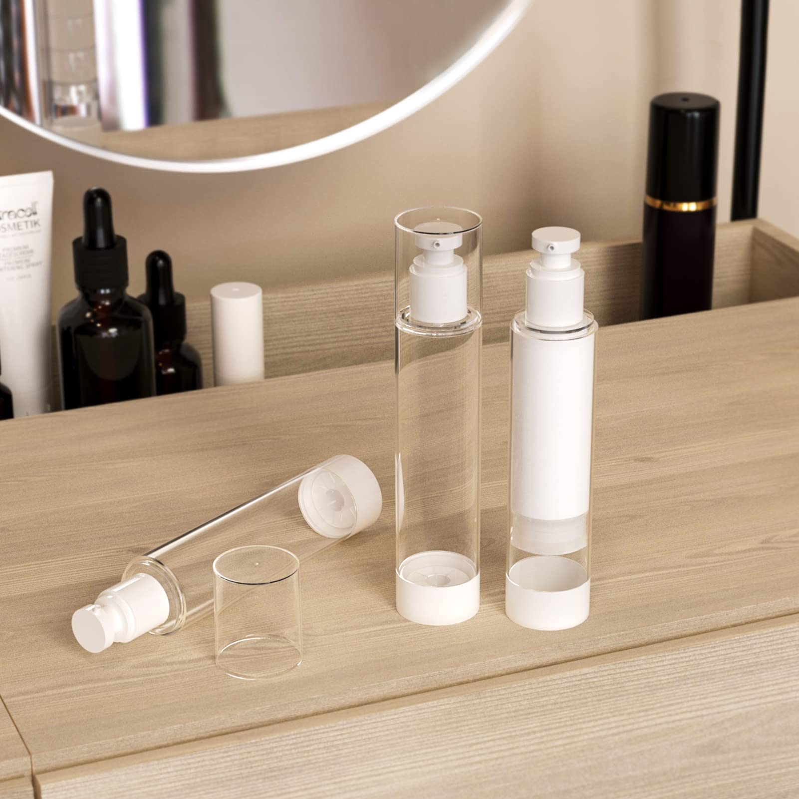 Longway 4 Oz 120Ml Clear Airless Cosmetic Cream Pump Bottle Travel Size Dispenser Refillable Containers/Foundation Travel Pump B