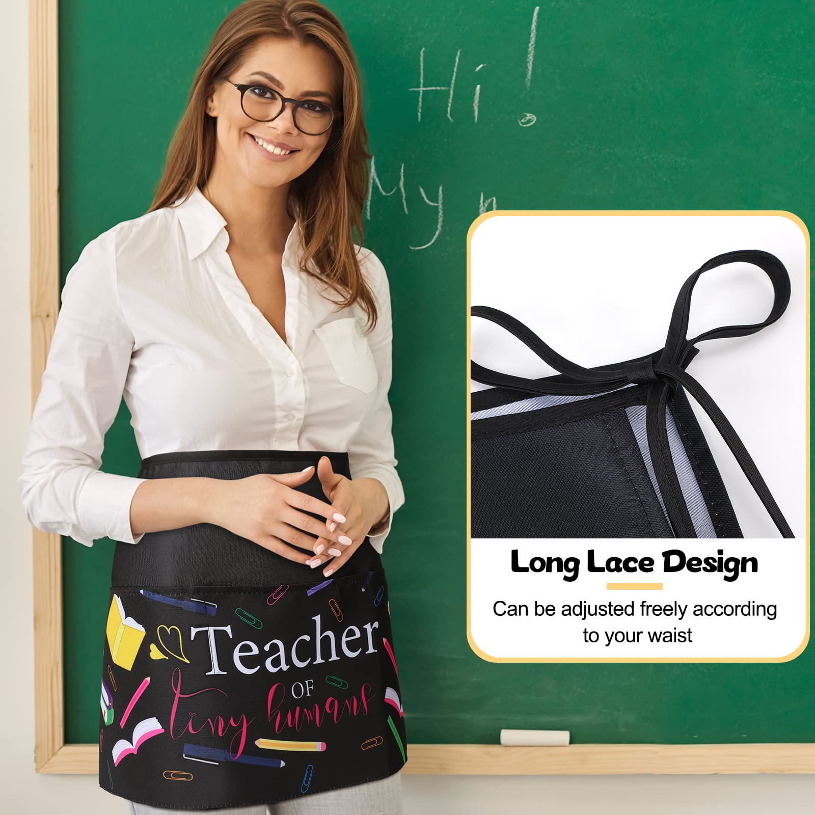 4 Pieces Waist Apron For Teachers With 3 Pockets Waterproof Half Aprons Back To School Teacher Apron For Teacher Appreciation Gi