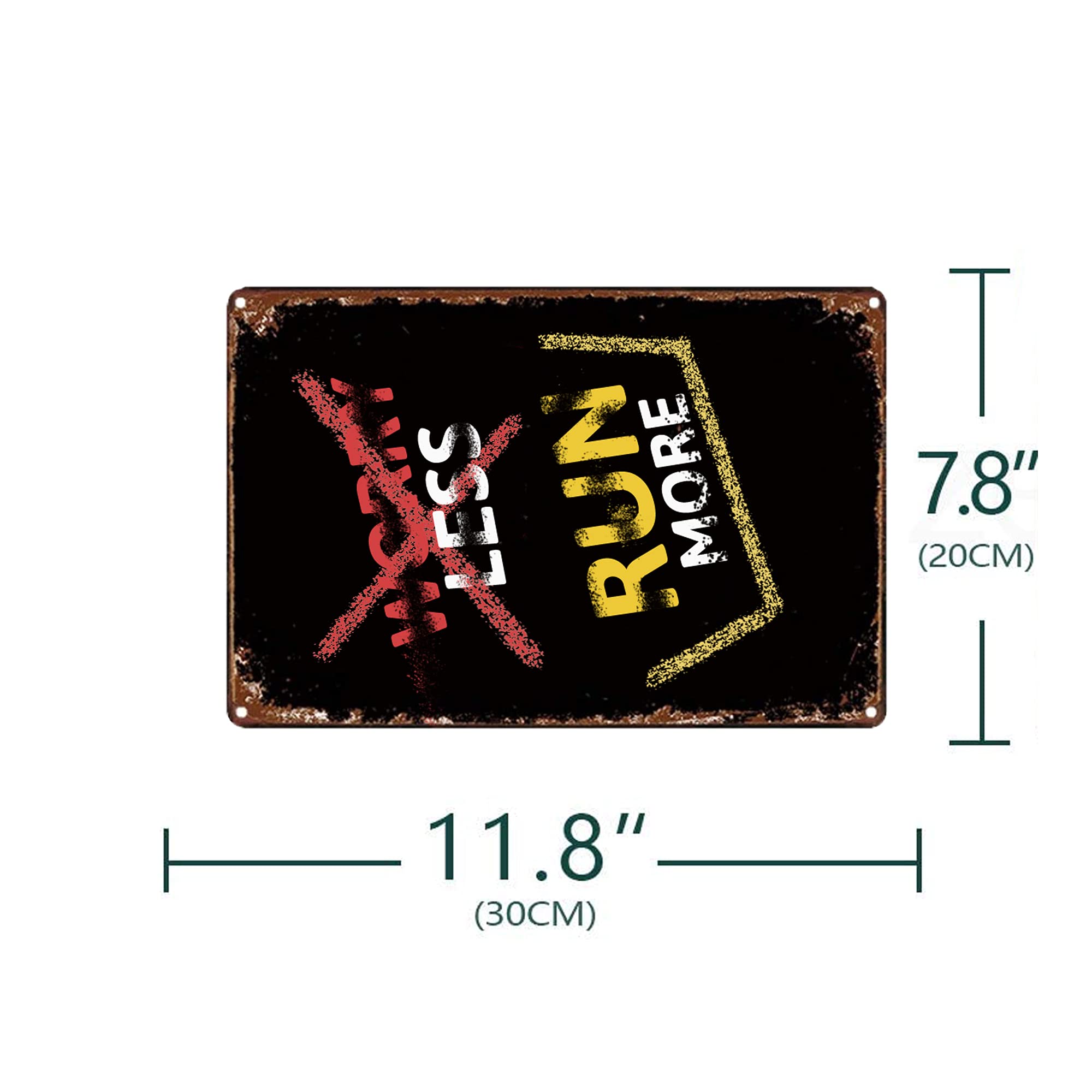 SACOINK Metal Signs Worry Less Run More Decor 7.8x11.8 Inch.Keeping Moving,Retro Iron Painting for Home Gym Hotel Bar Cafe Outdo