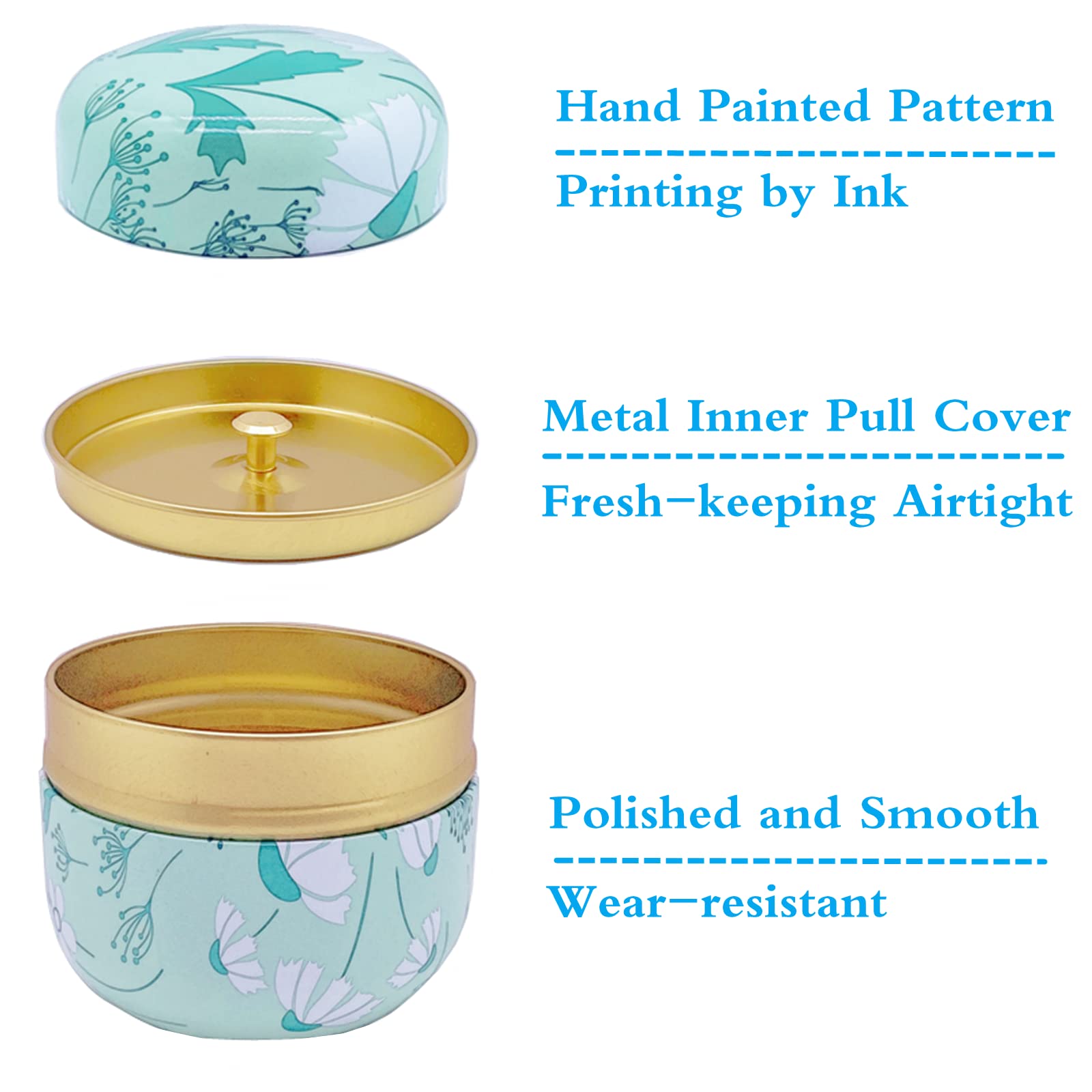 Han Sheng 6 Pcs Tea Storage Containers Tea Tins Coffee Tins Food Storage Container For Tea Coffee Herb Candy Chocolate Sugar Spi