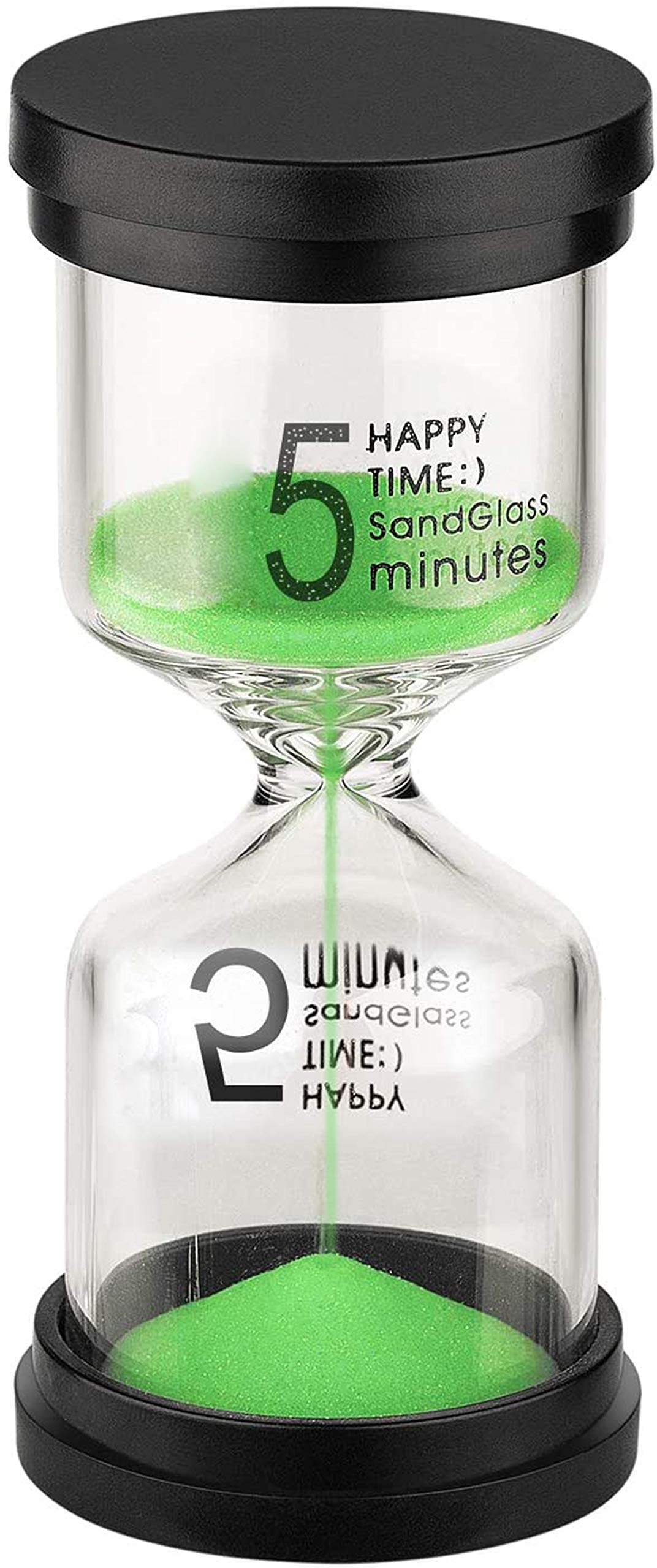 Suliao 5 Minute Hourglass: Green Sand Clcok Timer, Colorful Sand Watch 5 Min, Plastic Reloj De Arena 5 Minutos, Large Hour Glass