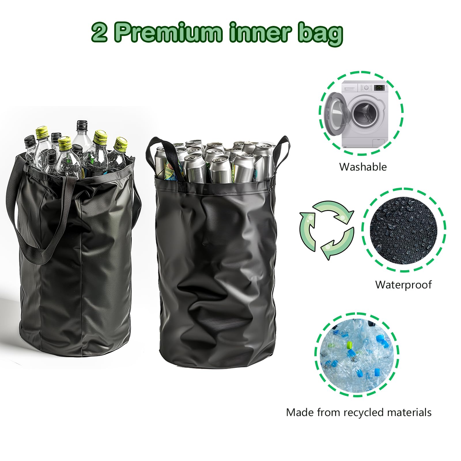 Pakusane Recycling Bin For Kitchen Indoor Home, Large 26 Gallon 100L Recycle Bin With Lid Removeable Reusable Inner Bag Bottle C