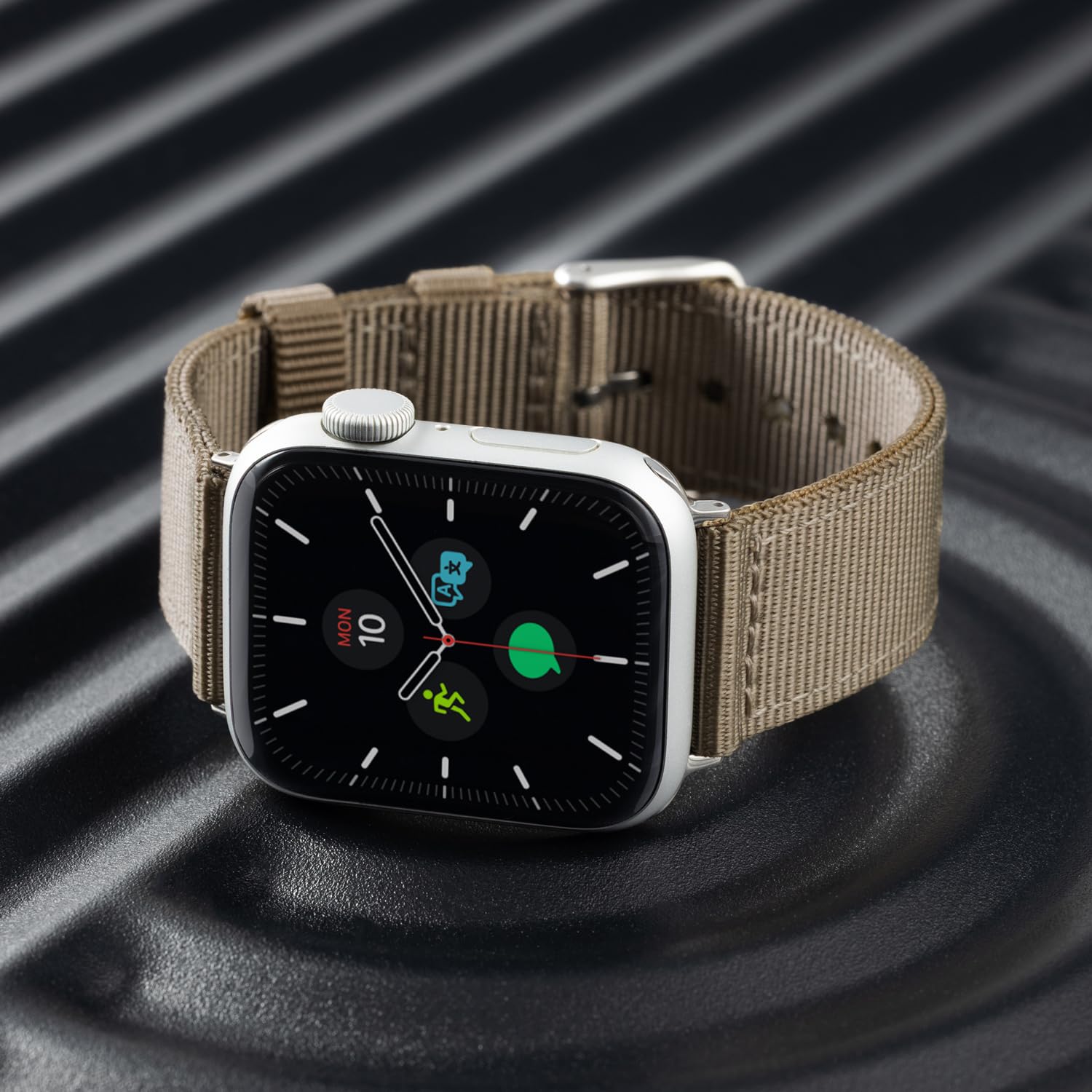 Archer Watch Straps - Premium Nylon Replacement Bands For Apple Watch (Khaki, Stainless, 424445Mm)