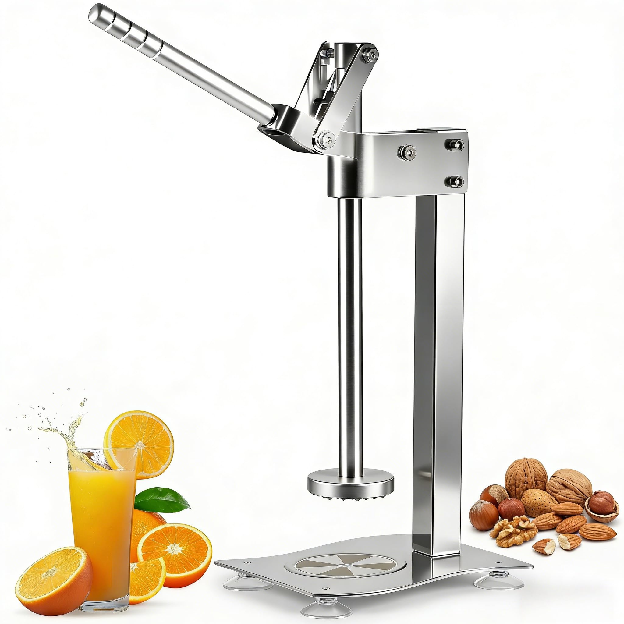 Manual Lemon Orange Press Juicer, Heavy Duty 304 Stainless Steel Lemon Squeezer Presser, Hand Fruit Juicer Apple Crusher With La