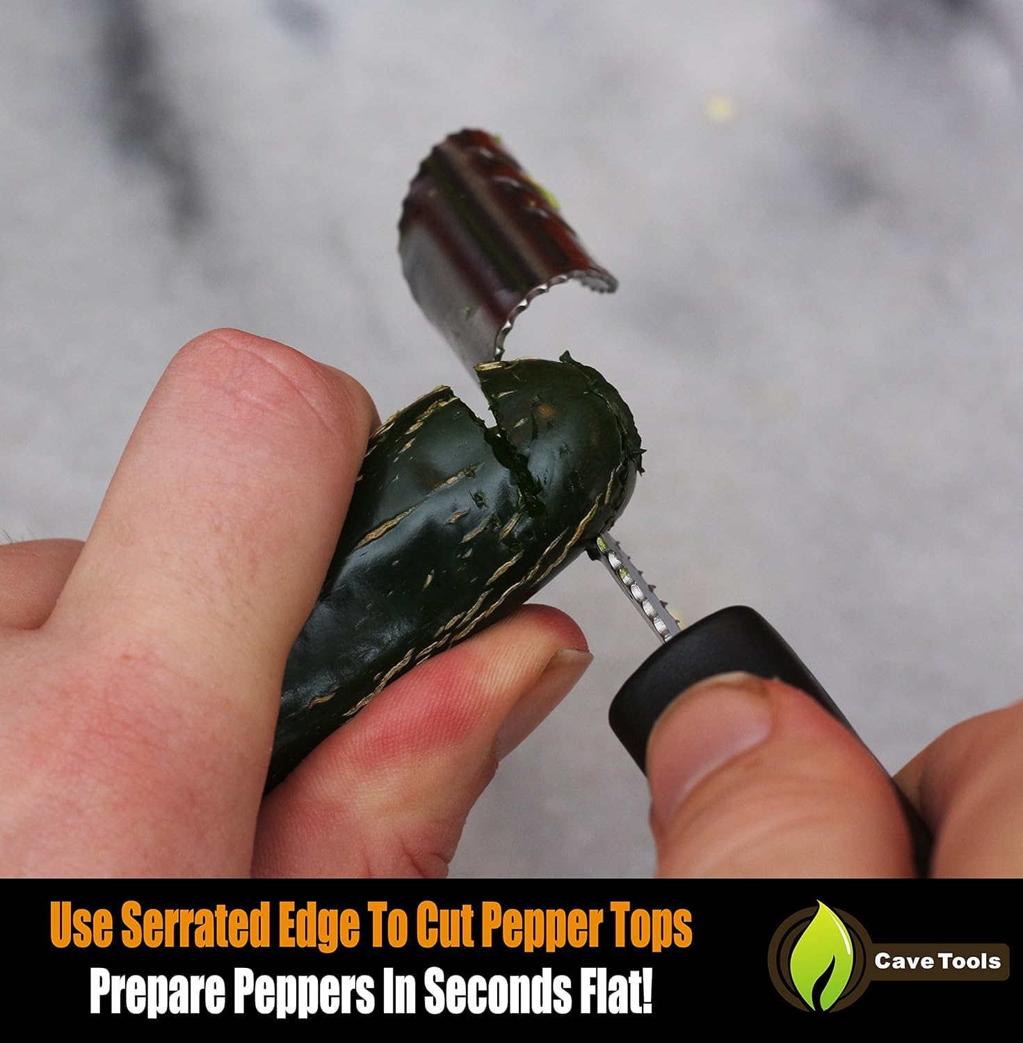 Cave Tools Jalapeno Pepper Corer And Deseeder To Peel Or Slice Off Bell, Banana, Or Chili Pepper Tops/Stems For Roasting Poppers