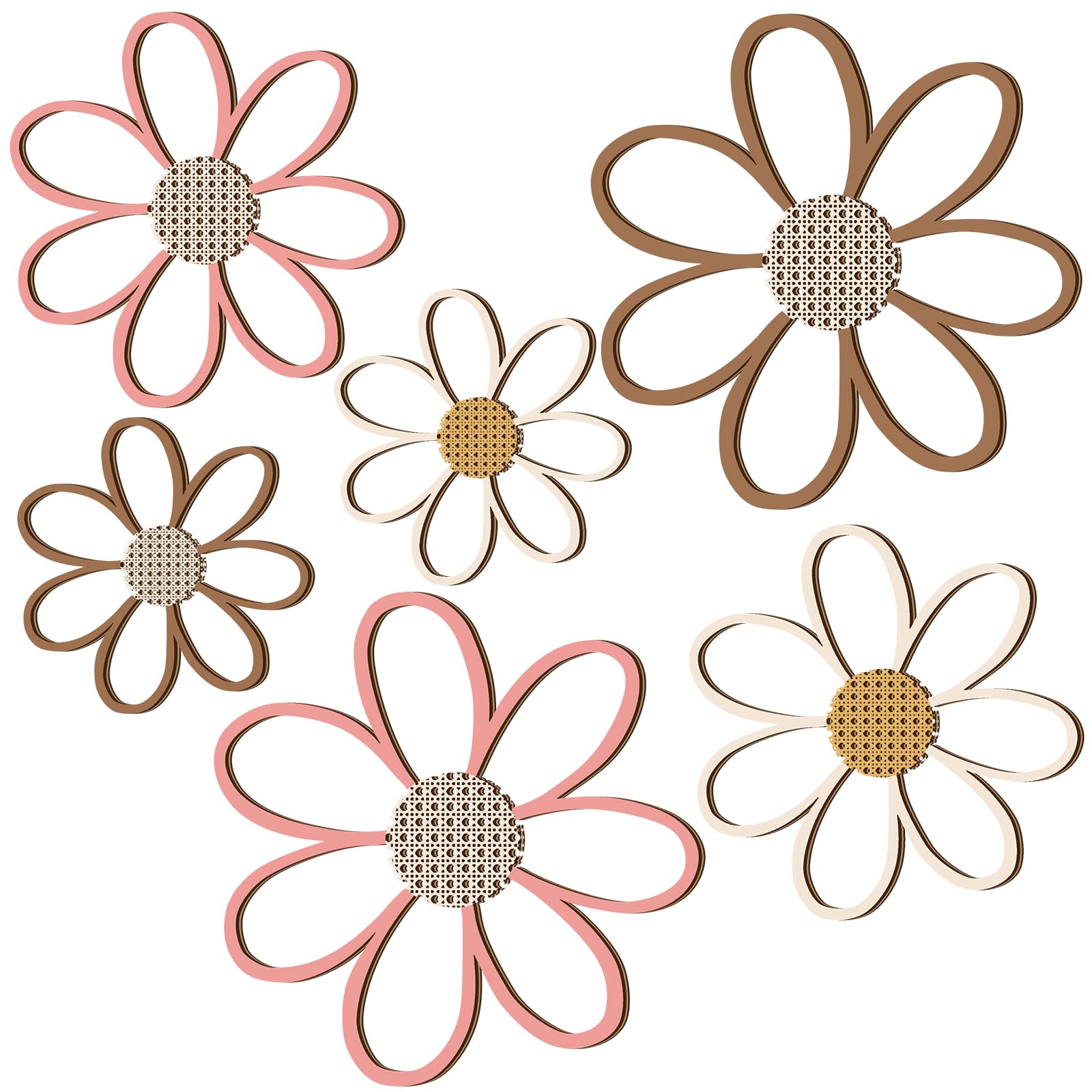 Thyle 6 Pcs Daisy Wall Decor Wooden Daisy Wall Art Flowers Signs Hanging Plaque for Home Nursery Bedroom Farmhouse Bathroom Deco