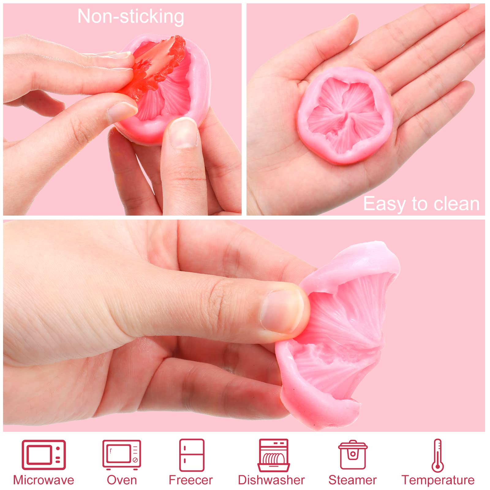 4 Pieces Flower Silicone Molds Flower Candy Molds Silicone Chocolate Gummy Molds For Cake Decorating Hibiscus Flower Cake Molds