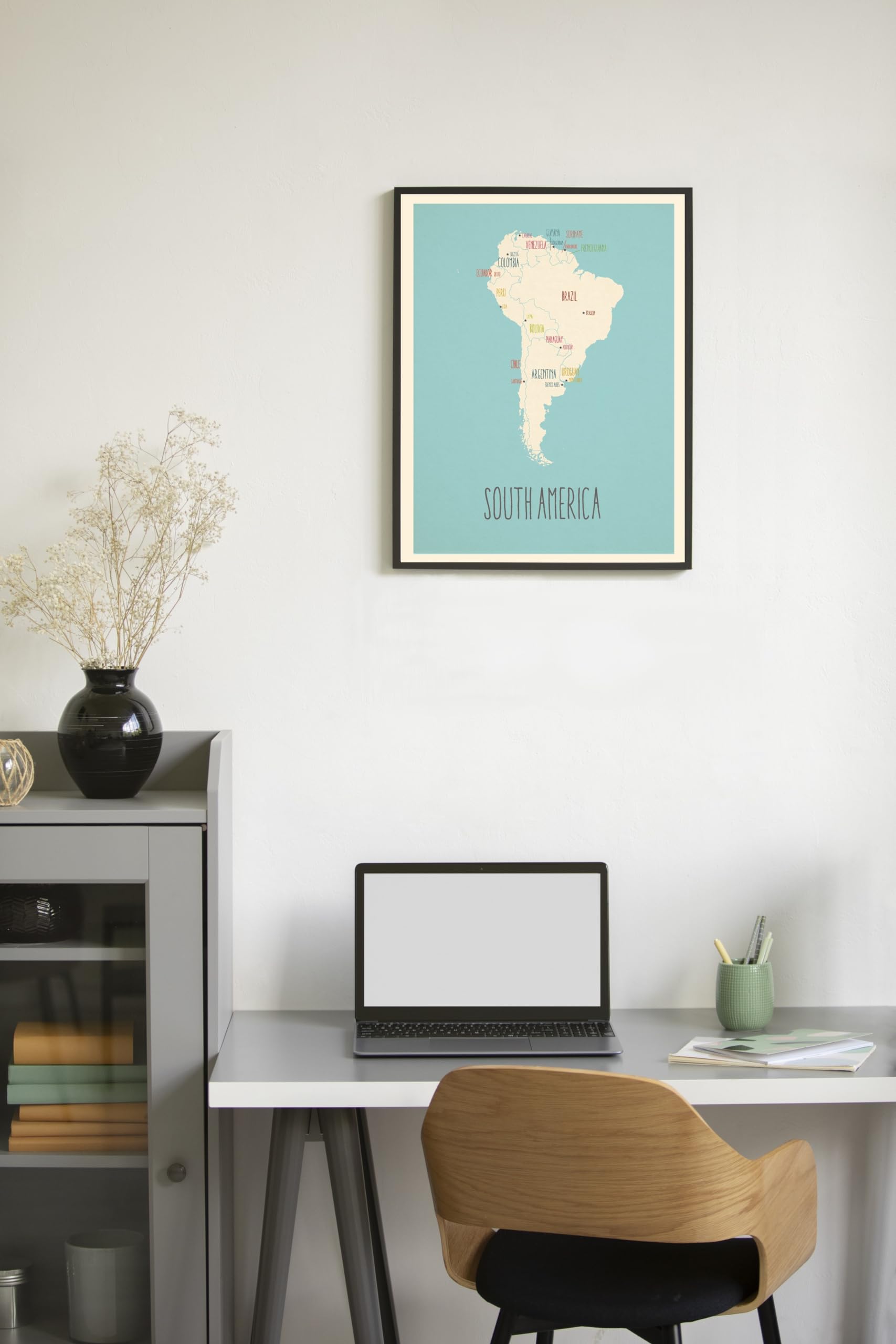 Kindred Sol Collective Minimalist Map Poster - South America Wall Art Print, 11" x 14", Blue, Perfect for Home Decor and Office