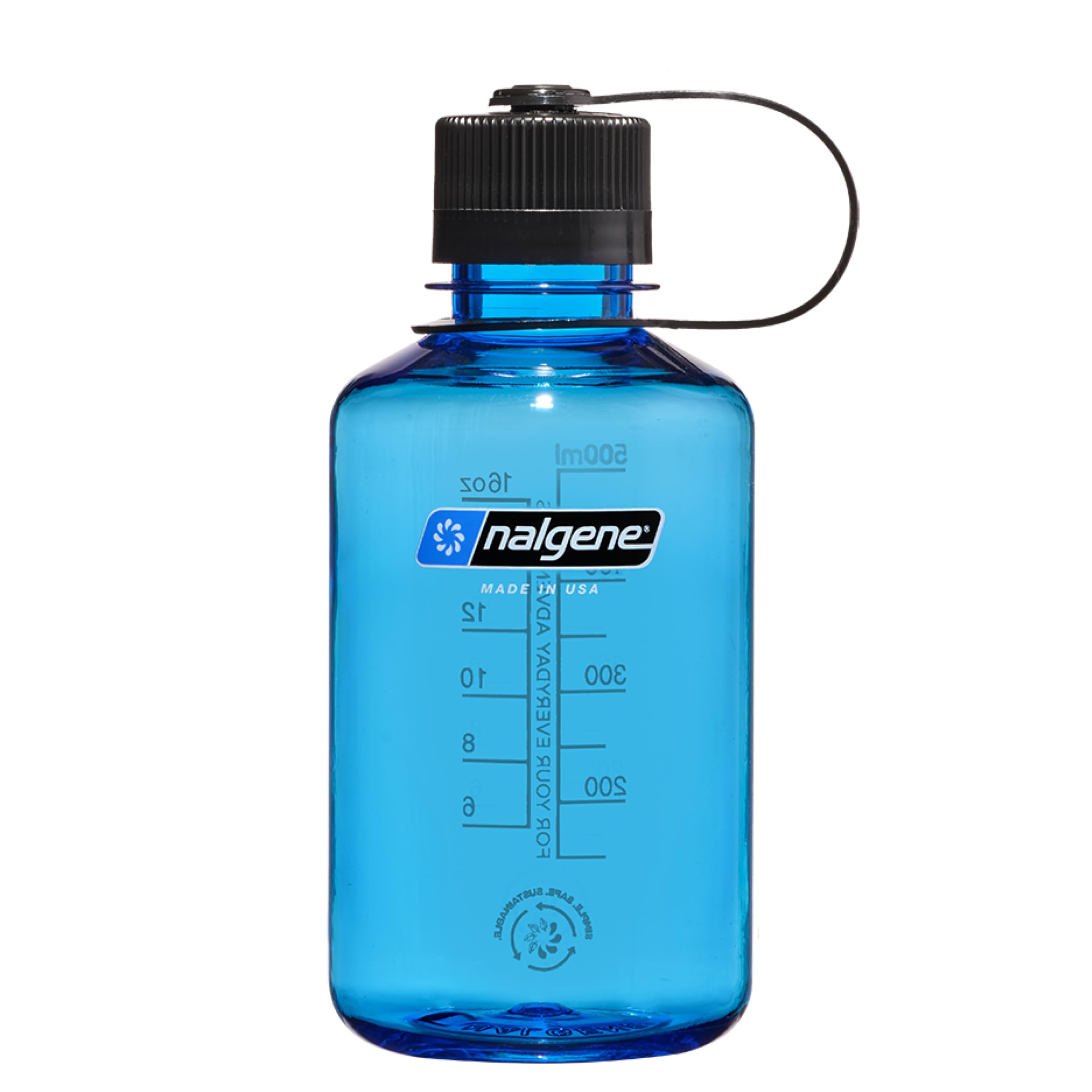 Nalgene Sustain Tritan Bpa-Free Water Bottle Made With Material Derived From 50% Plastic Waste, 16 Oz, Narrow Mouth, Slate Blue