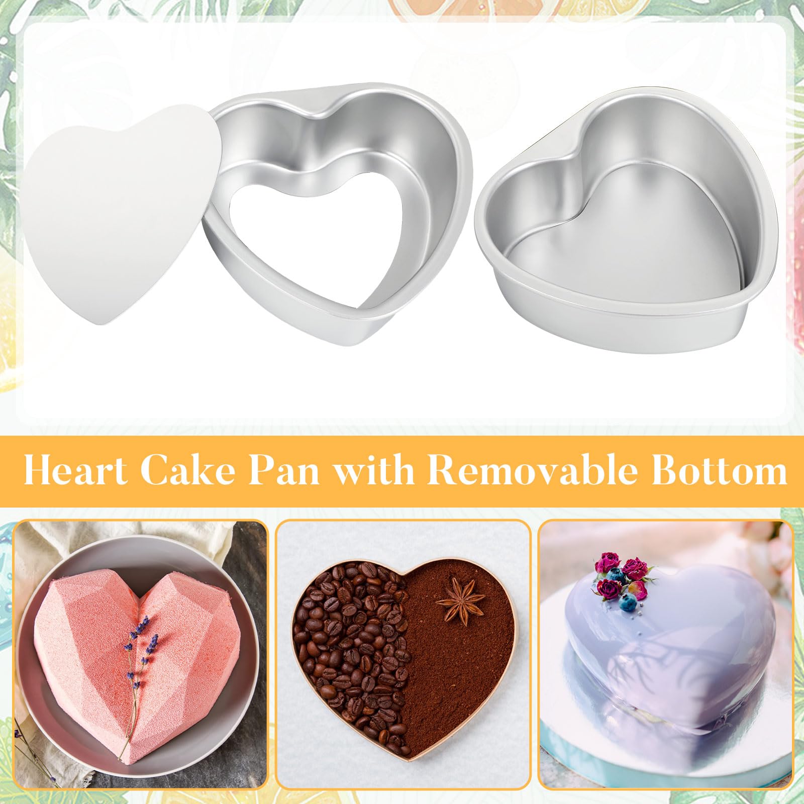 Uiifan 6 Pcs 6 Inch Heart Shaped Cake Pans With Removable Bottom Aluminum Heart Cake Mold For Oven Baking Diy Birthday Valentine