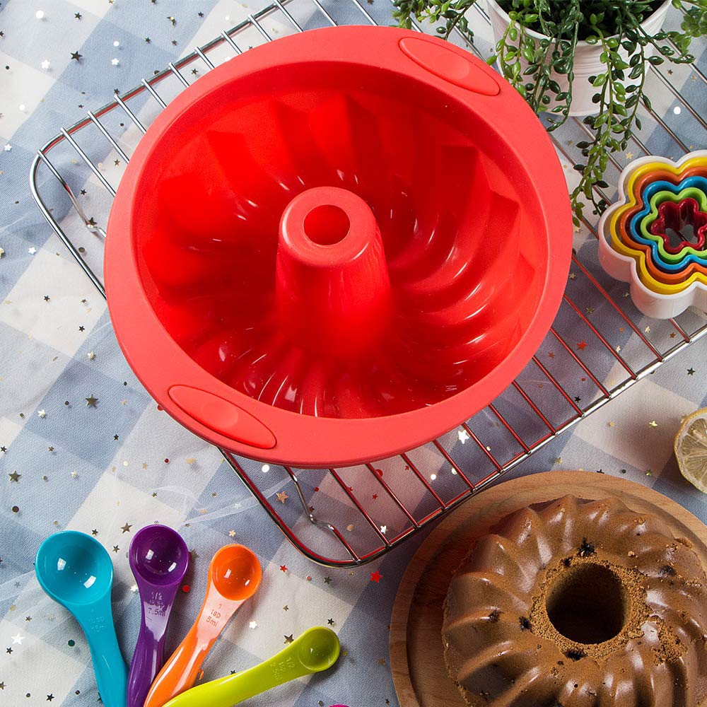 Webake Silicone Fluted Tube Cake Baking Pan Non-Stick 10 Inch Cake Mold Bakeware