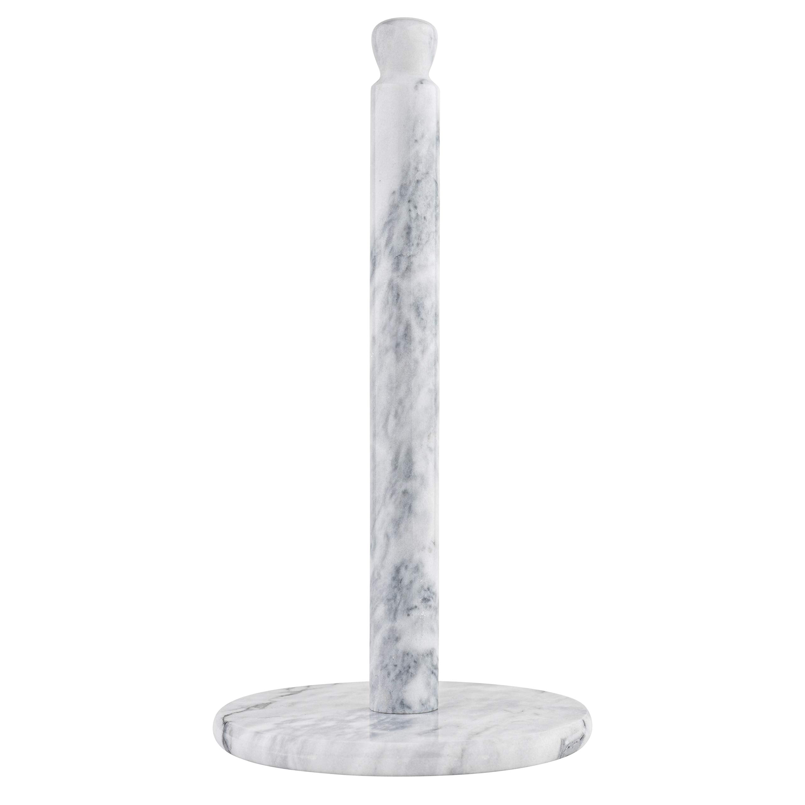 Homeries White Marble Paper Towel Holder  Deluxe Upright Towel Dispenser for Kitchen Countertop, Cabinet & Bathrooms  Non Stee