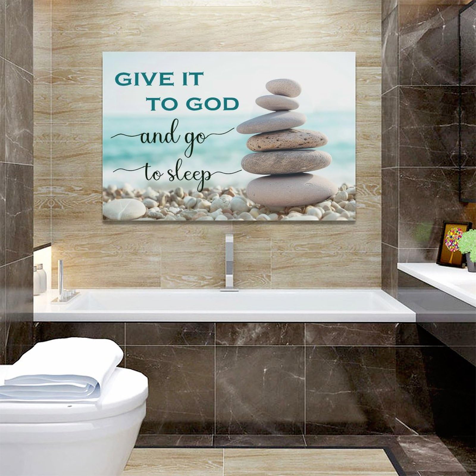 Scripture Wall Art Bible Verse Christian Gifts Canvas Give It To God Go To Sleep Wall Decor Inspirational Quote Prints Painting