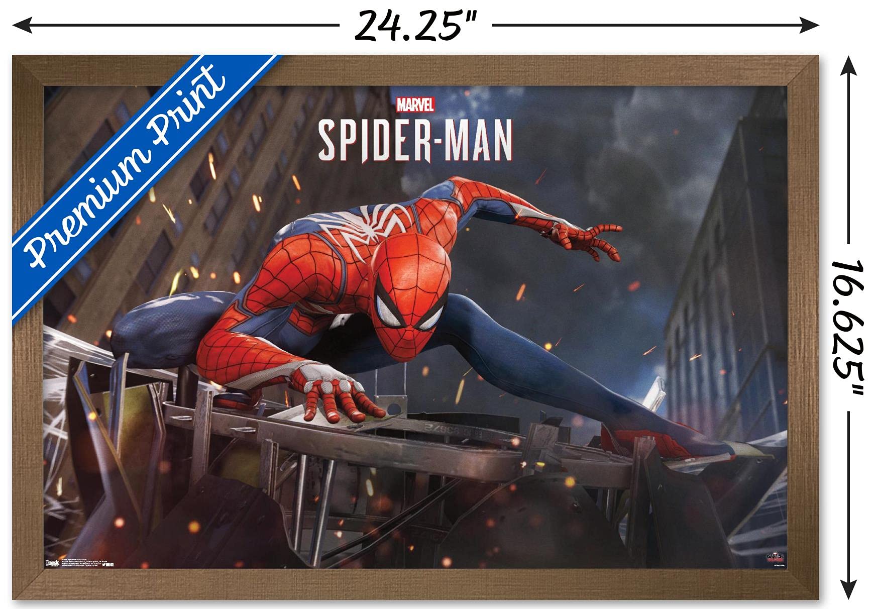 Trends International Marvel Comics - Spider-Man - Action Wall Poster, 14.725'' X 22.375'', Bronze Framed Version