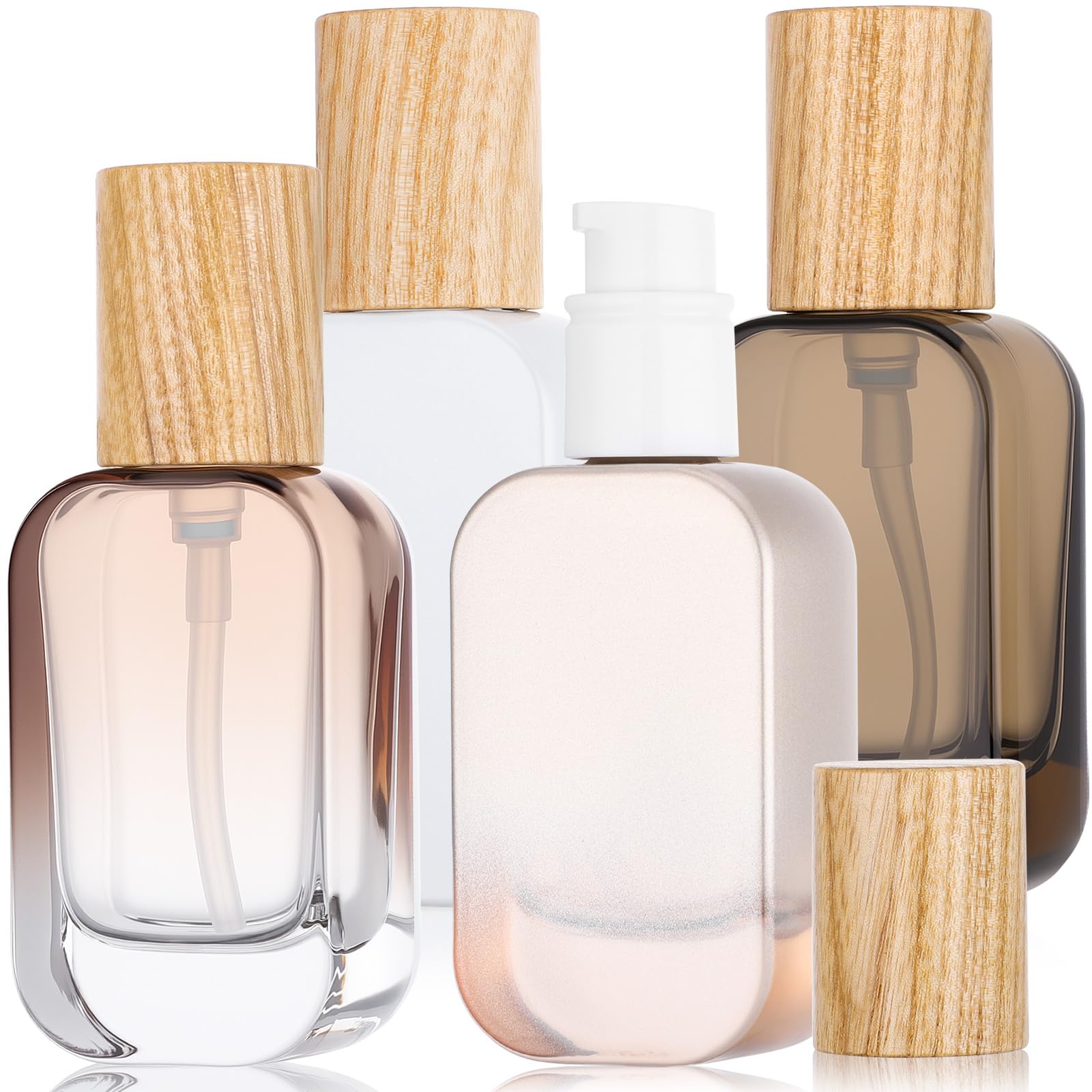 Segbeauty 1Oz Empty Glass Lotion Dispenser With Pump, 4Pcs Glass Travel Pump Bottle Refillable, 30Ml Mini Travel Lotion Containe