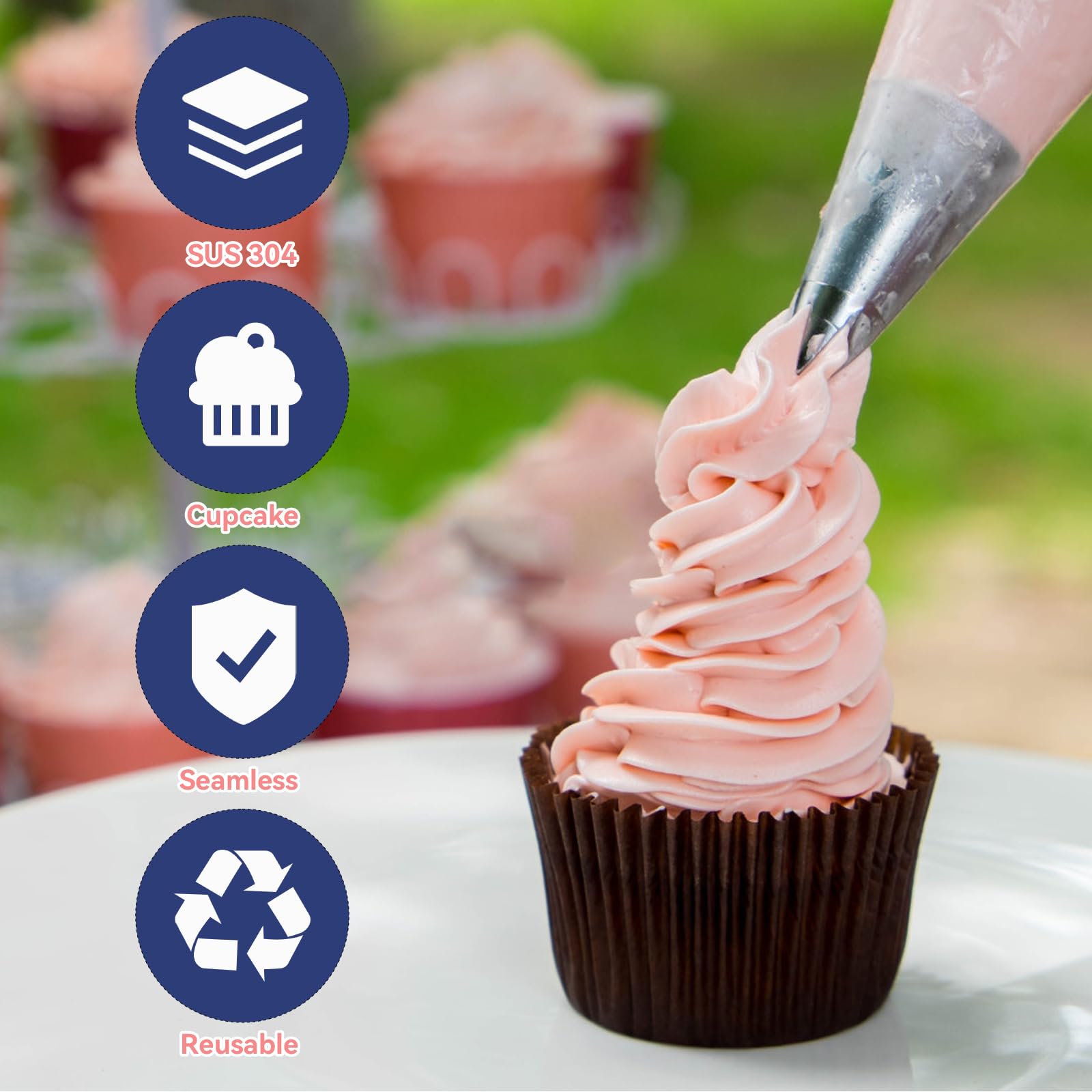 3Pcs 1M Cake Piping Tips, Cake Decorating Supplies Piping Tips, Piping Nozzles Decorating Tips, Baking Tools For Buttercream, Ic