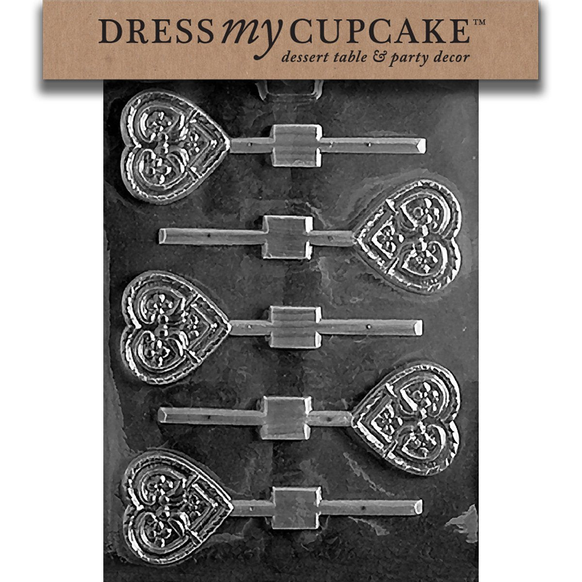 Dress My Cupcake Chocolate Candy Mold, Love Birds Heart Lollipop, Valentine'S Day