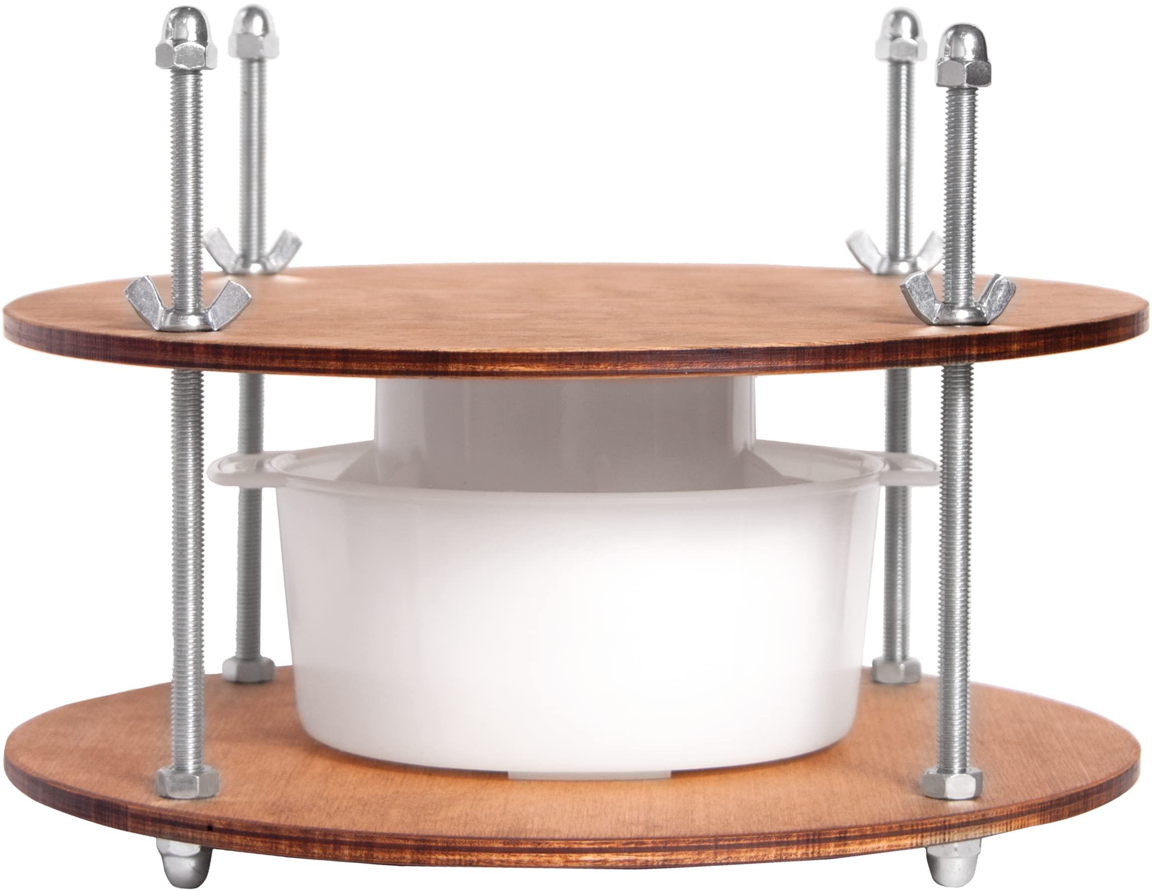 Wooden Cheese Press For Cheese Making Supplies Diameter 11 In Metal Guides Walnut And Cheese Mold With Follower Piston 1.3 Qt -