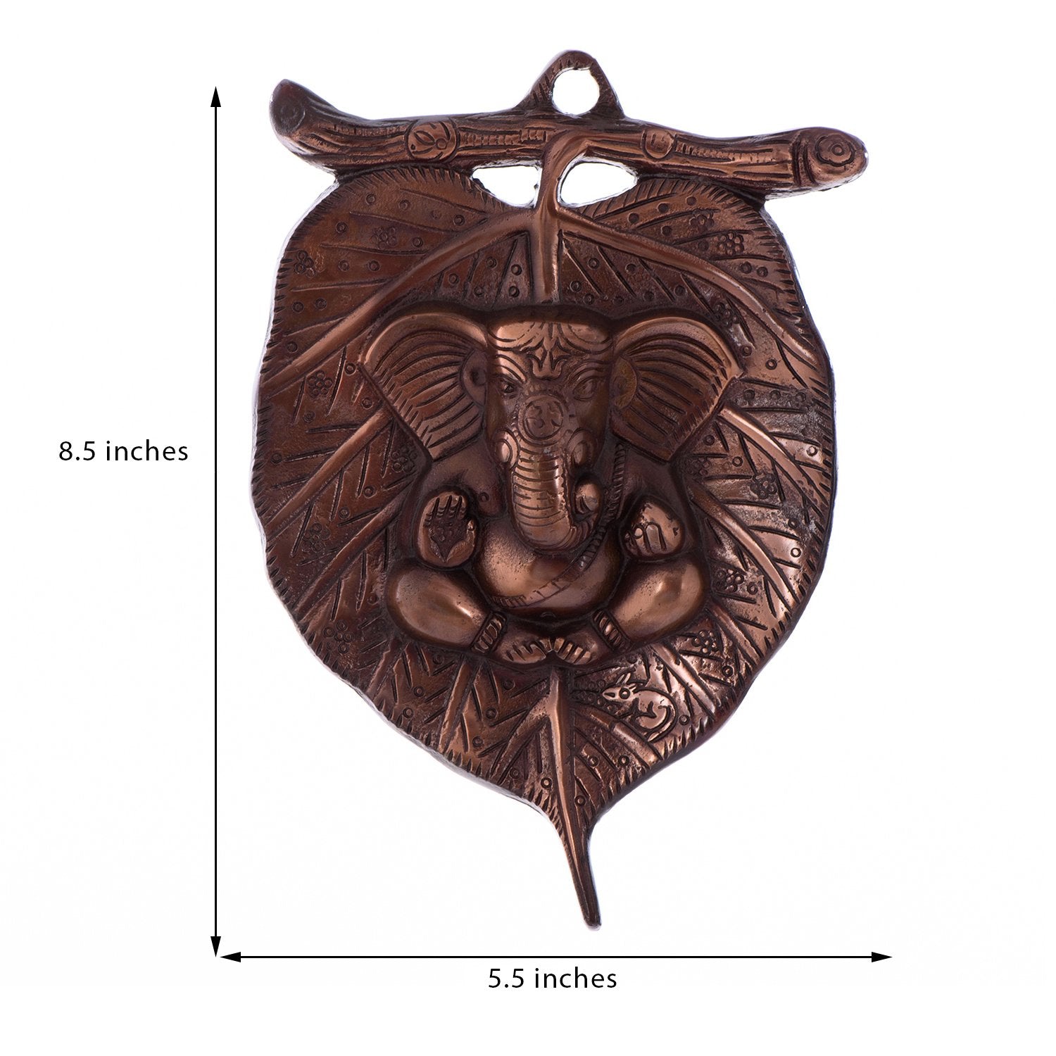 Ecraftindia Metal Wall Hanging Of Lord Ganesha On Leaf (Lxwxh - 5.5Inx0.5Inx8.5In)