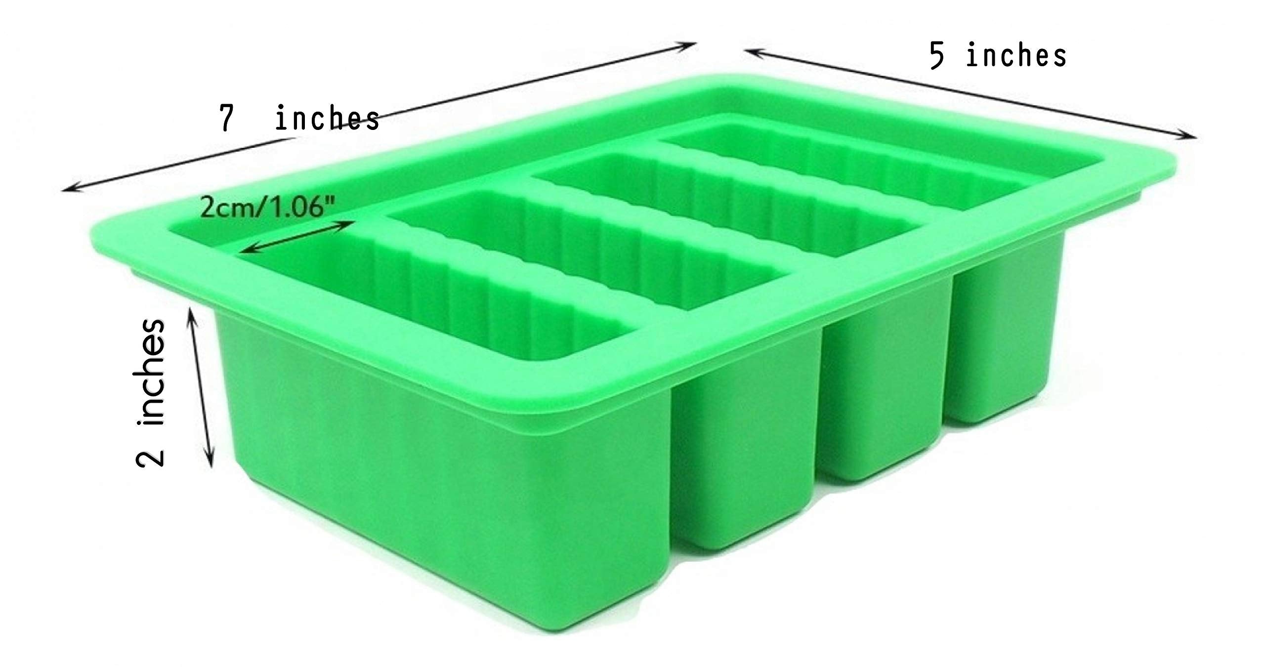 Pizety Large 4 Cavities Butter Mold Silicone Green, Butter Mold With Lid, Butter Molds Silicone 4 Measurements Cavities Butter S