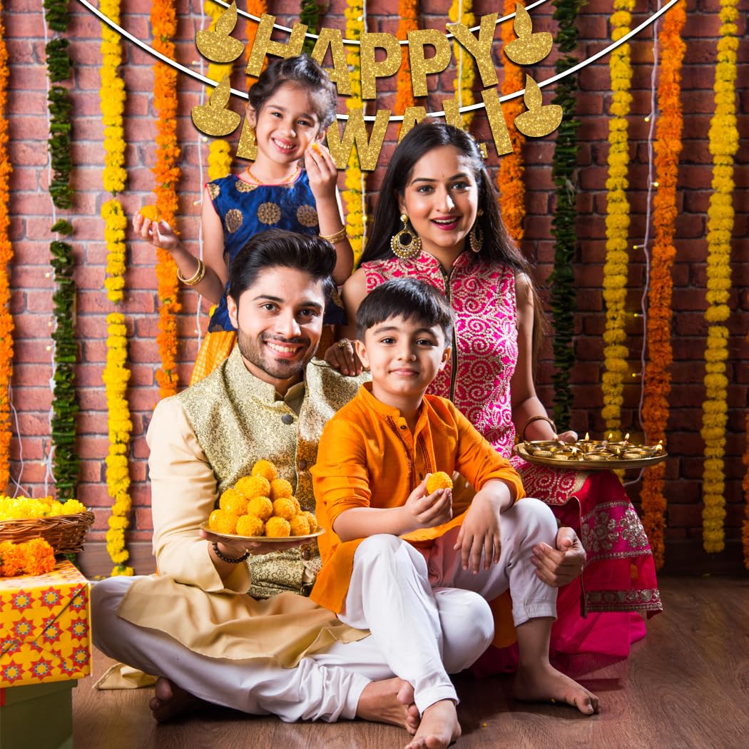 Festiko Happy Durga puja Banner/Photo Booth/Swirls for Durga puja Festival Decoration (Happy Diwali Banner - 03)