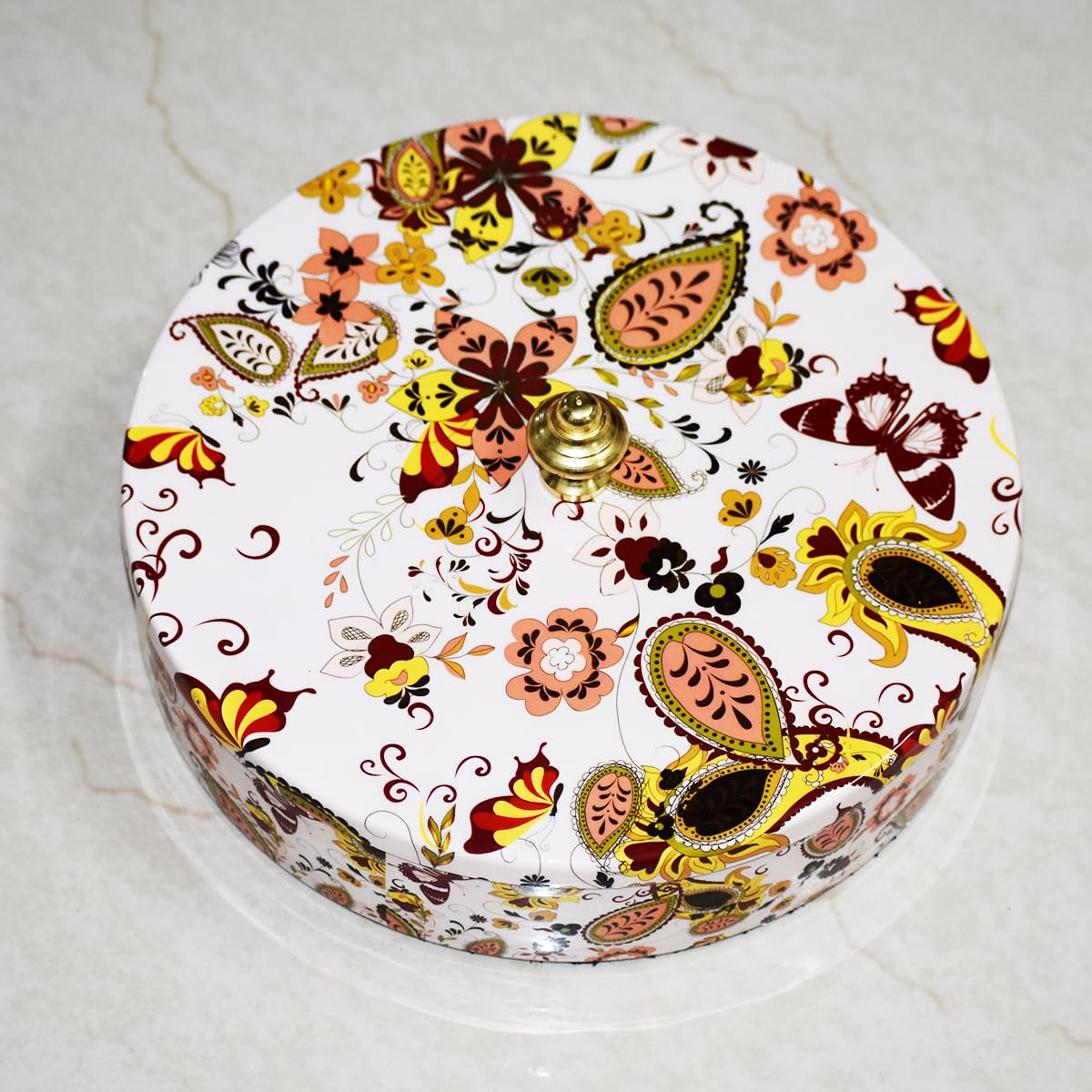 Jain Art Villa Metal Round Shape Masala (Spice) Box/Dabba/Organiser With See Through Lid With 7 Containers With Spoon | Kitchen 