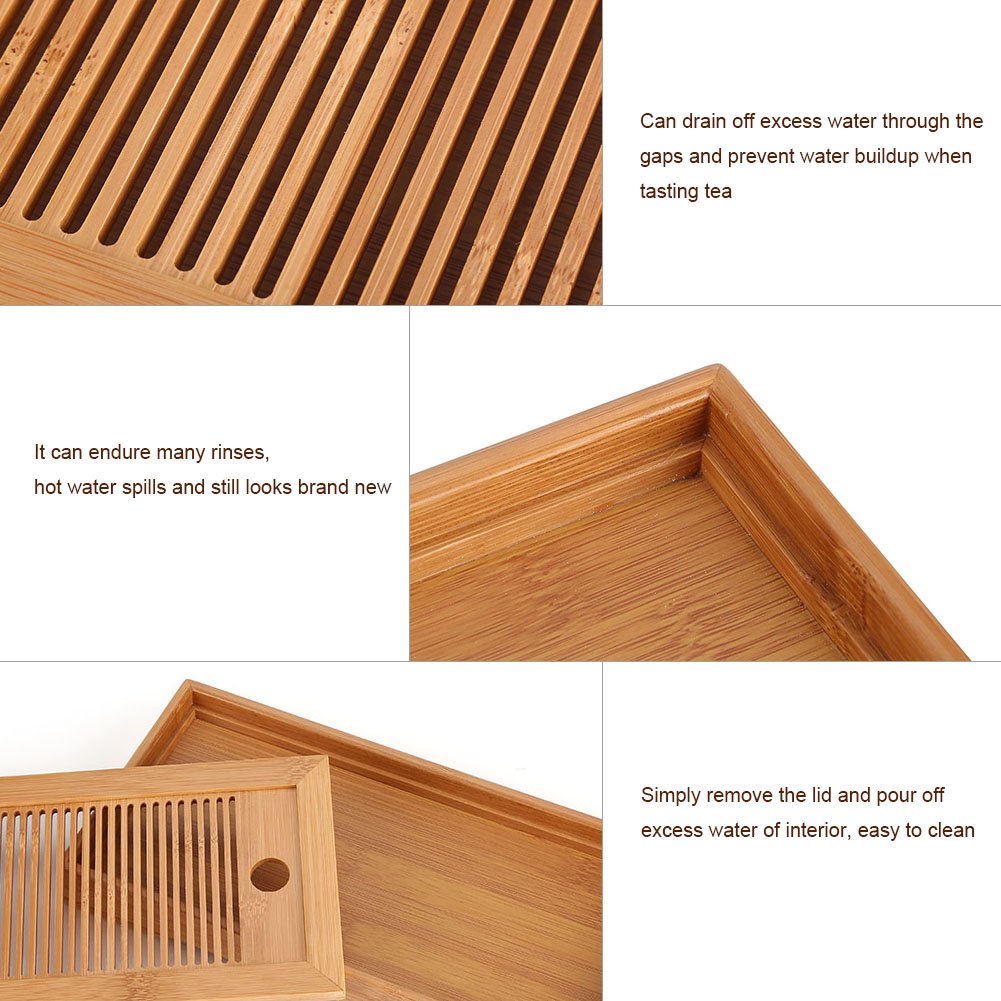 Tea Tray Table Box With Water Storage, Chinese Tea Table, 10.63 * 5.51 * 1.18'', Mini Tea Serving Tray Drainage For Tea House Ho