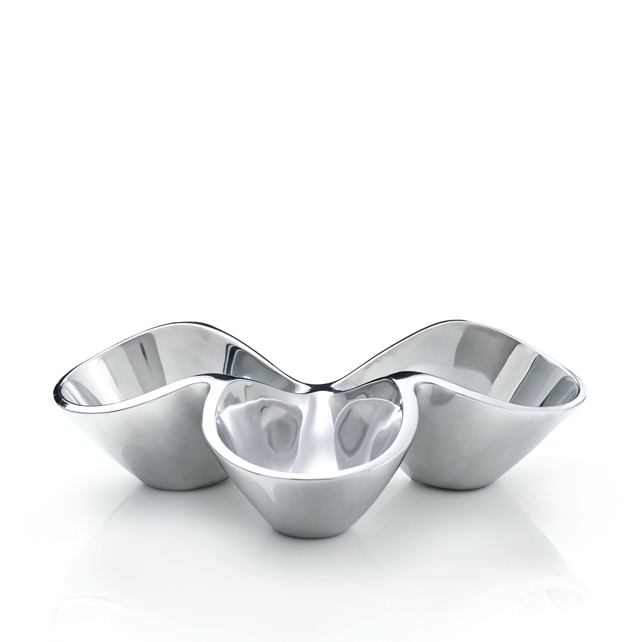 Nambe Bella Triple Condiment Server | 3 Part Divided Serving Tray For Condiments, Dips, Appetizers, And Snacks | Made Of Metal A