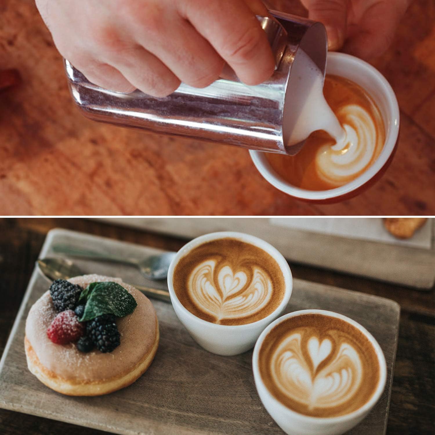 SIKEMAY Milk Frothing Pitcher, 12oz/350ml Stainless Steel Jug, Silver - Perfect for Latte Art and Espresso Machine Accessories