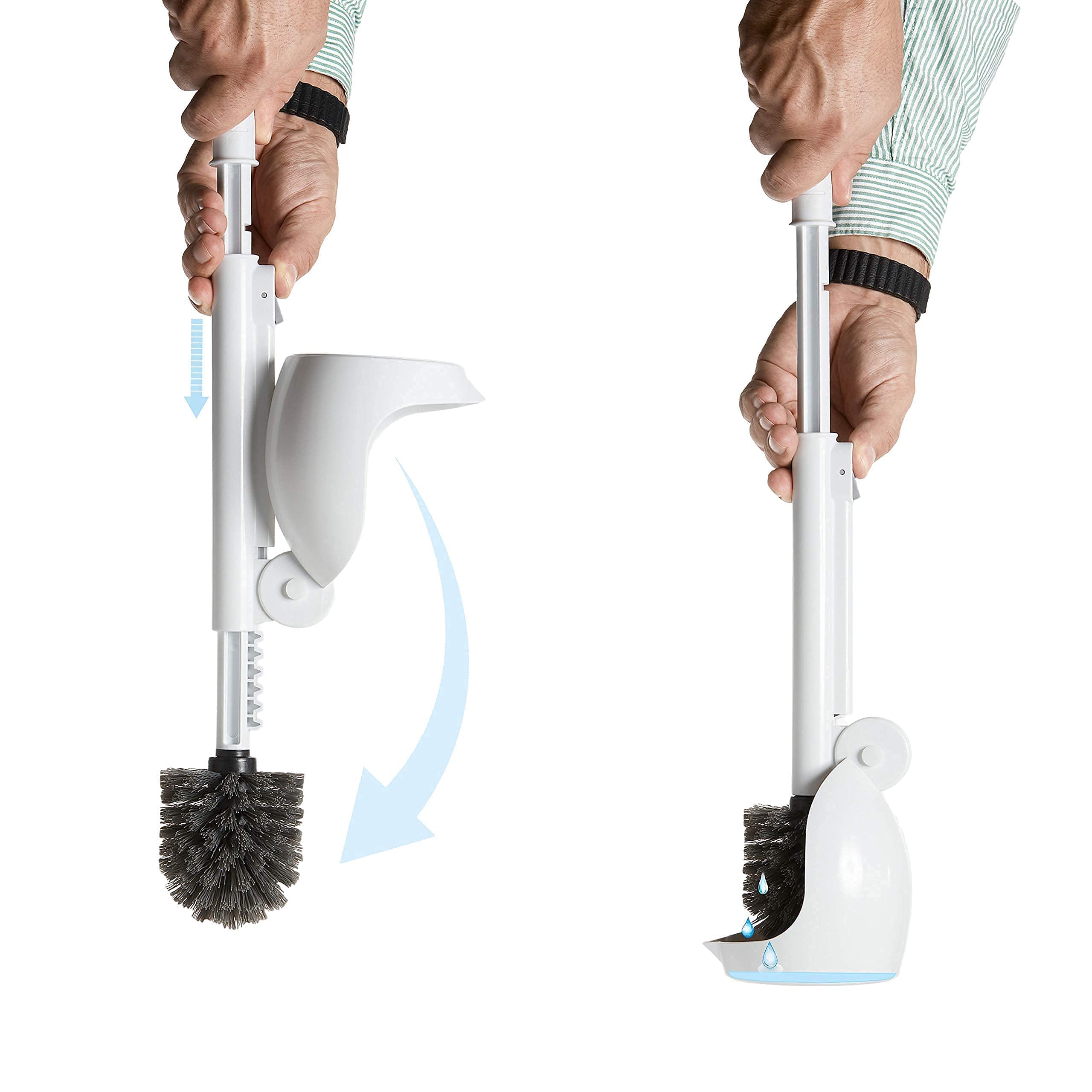 Elypro Drip-Free Toilet Brush With Holder - Hygienic White Bathroom Bowl Cleaner, Portable Scrubber With Unique No-Drip Caddy, I