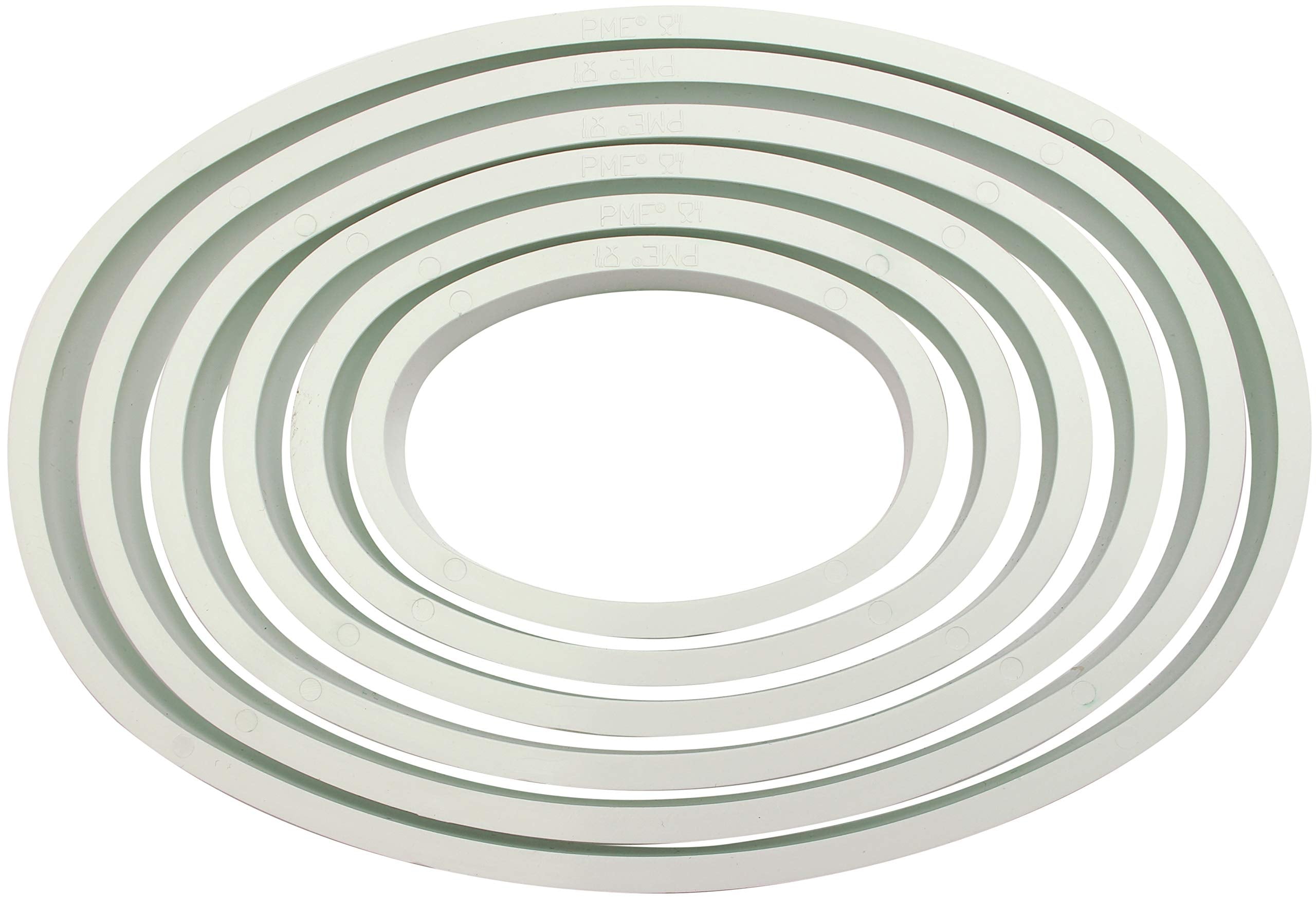 Pme Oval Cutters, For Cake Decorating, Set Of 6, White